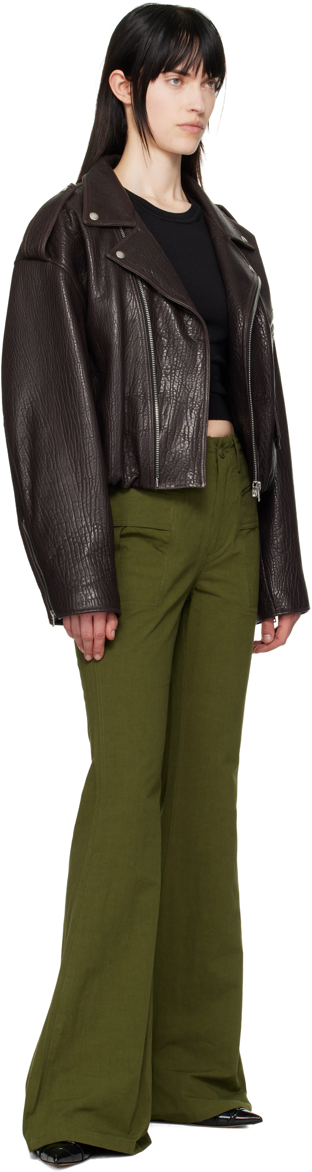 R13 - Pantalon évasé kaki
