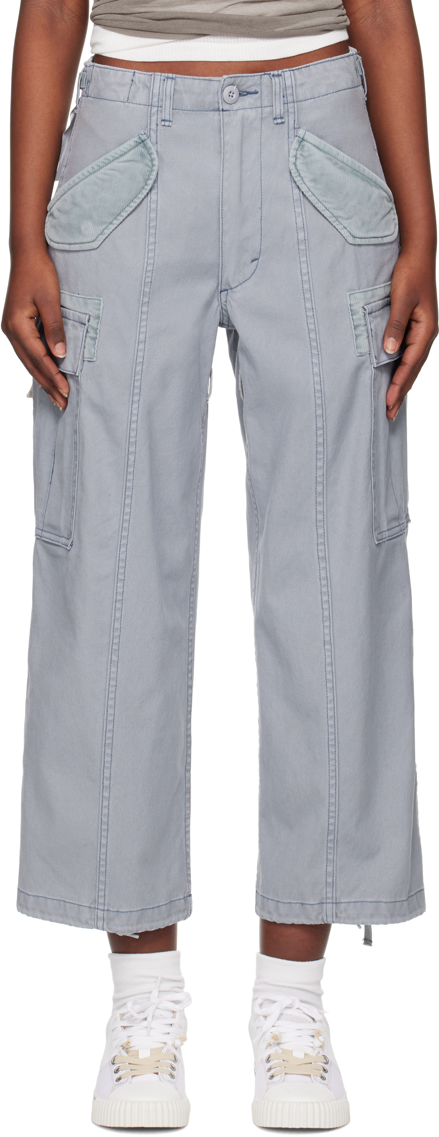 R13 - Pantalon cargo écourté bleu
