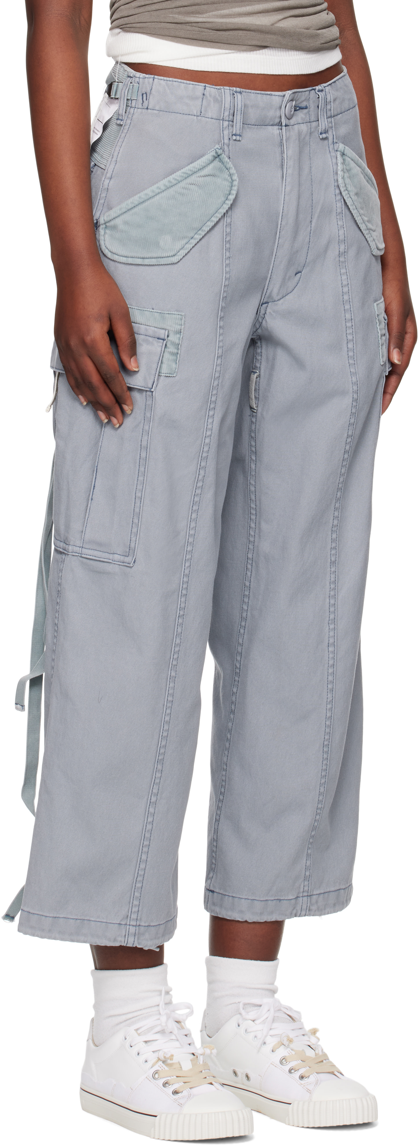 R13 - Pantalon cargo écourté bleu