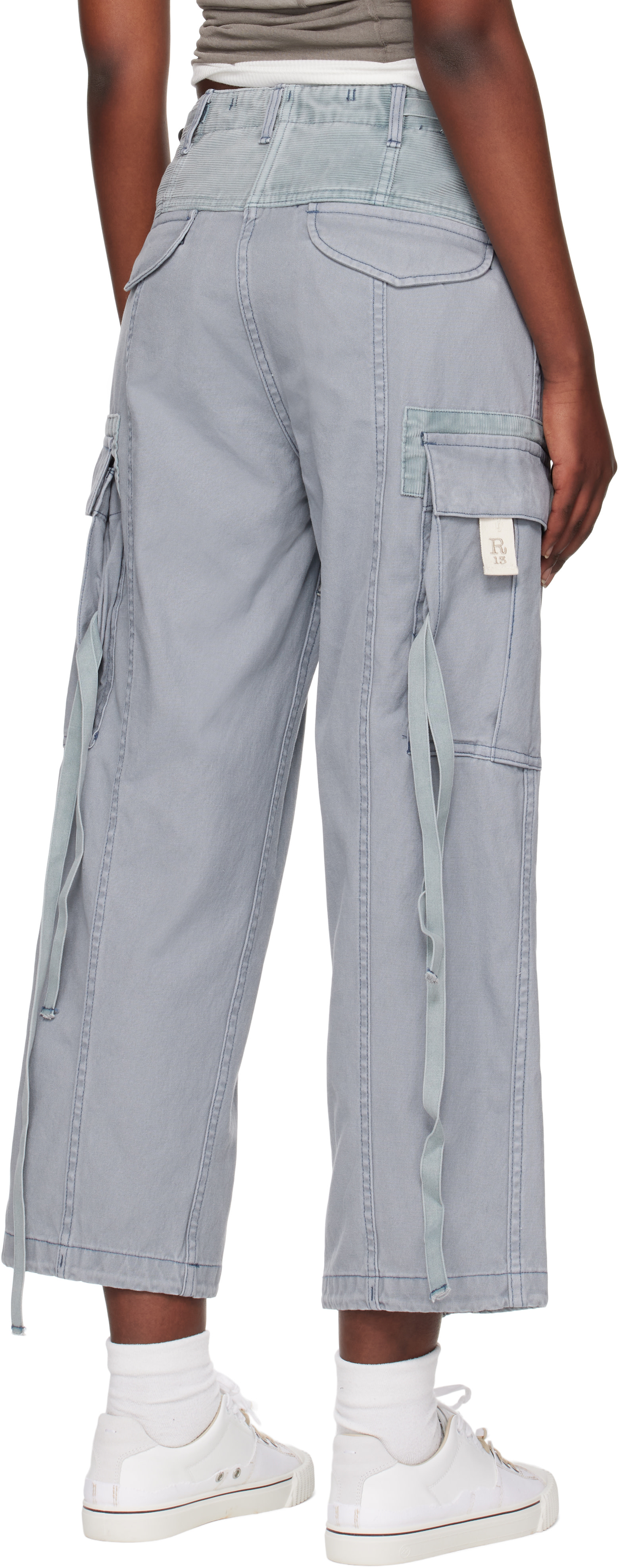 R13 - Pantalon cargo écourté bleu