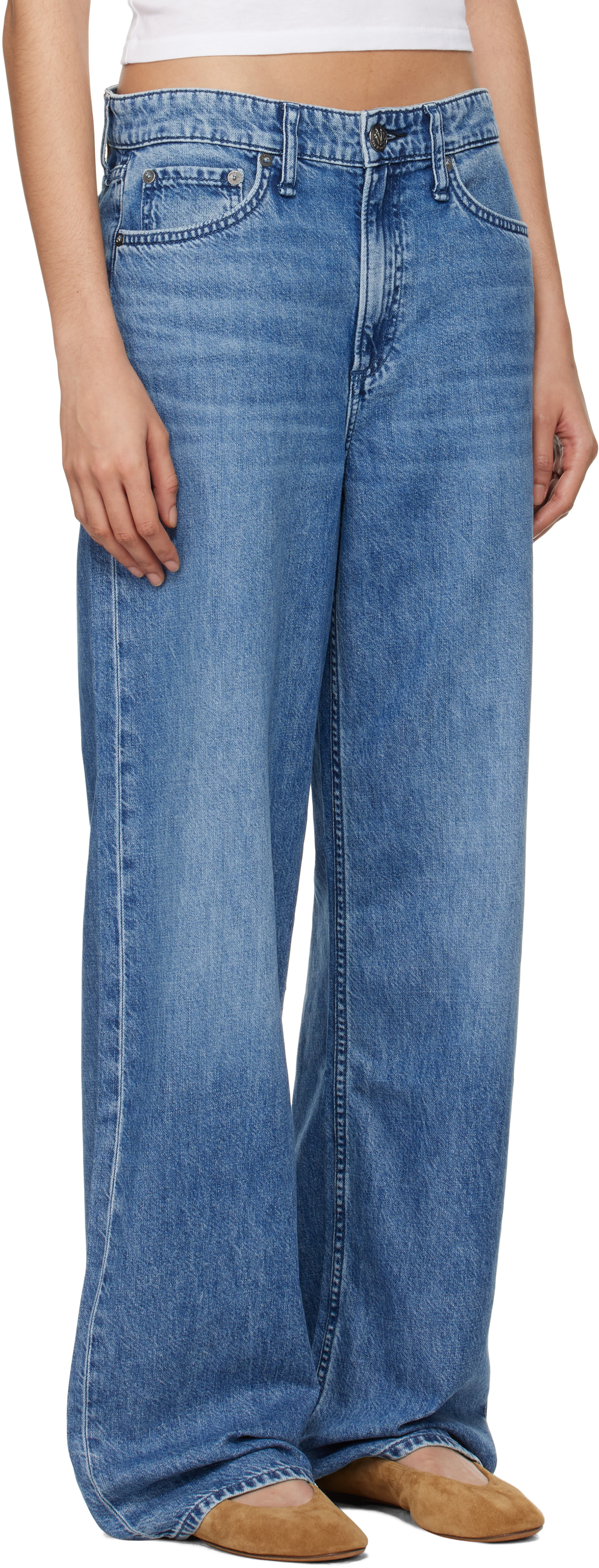 rag & bone - Jean ample Logan bleu à taille mi-haute