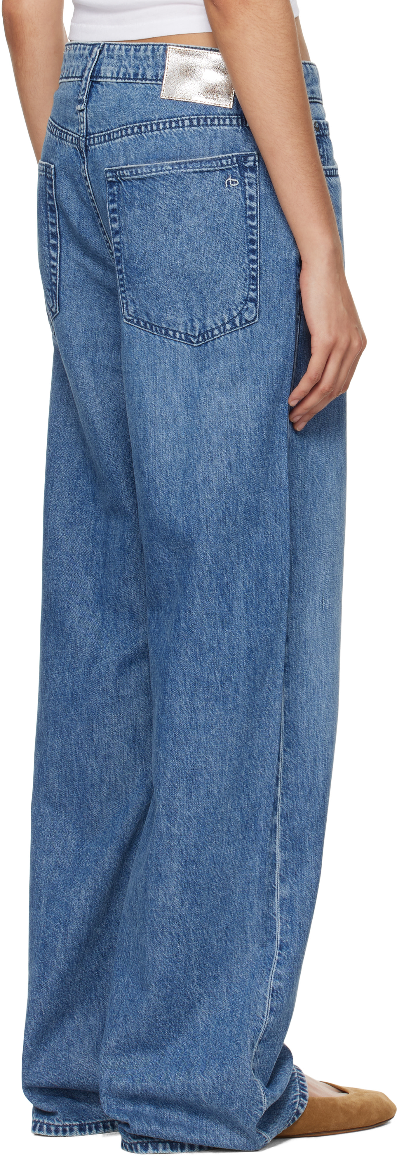 rag & bone - Jean ample Logan bleu à taille mi-haute