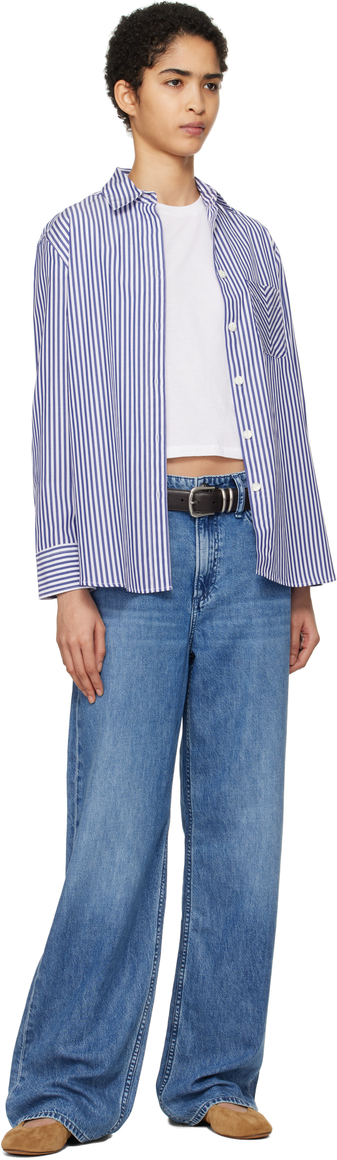rag & bone - Jean ample Logan bleu à taille mi-haute