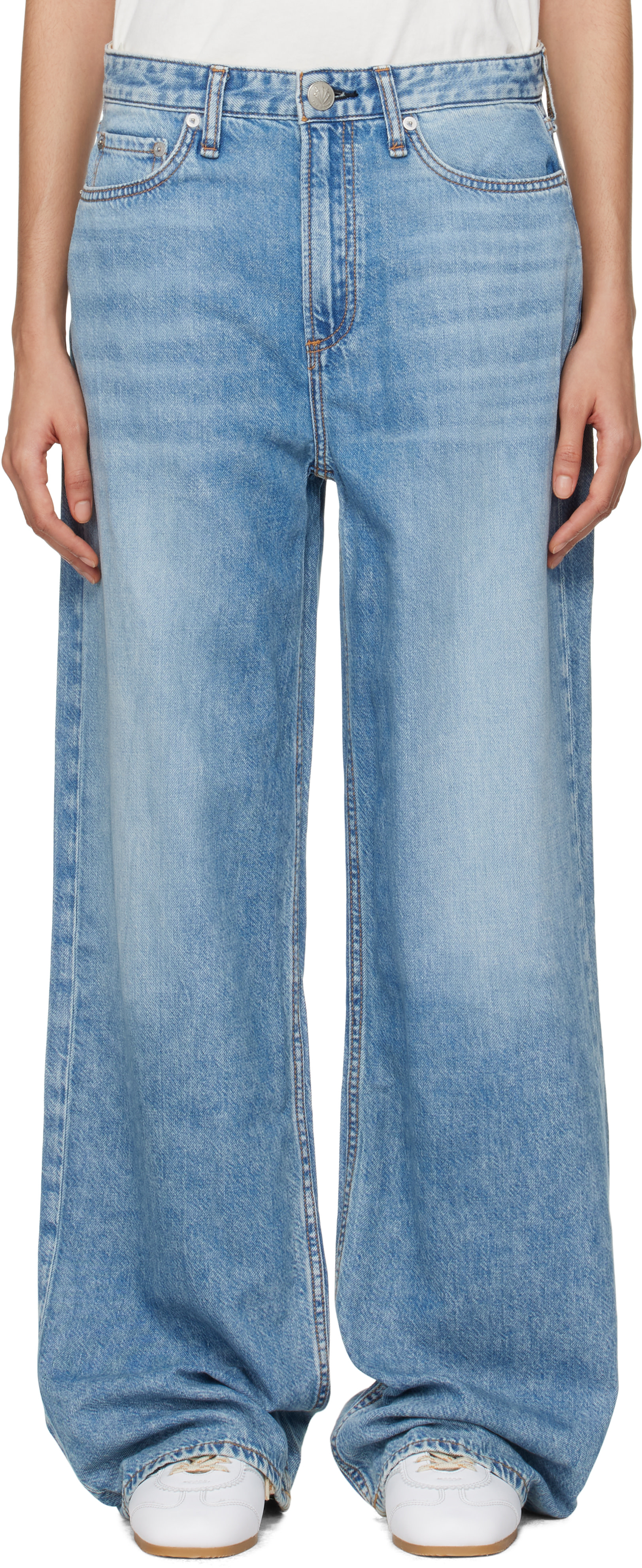 rag & bone - Jean ample Logan bleu à taille mi-haute