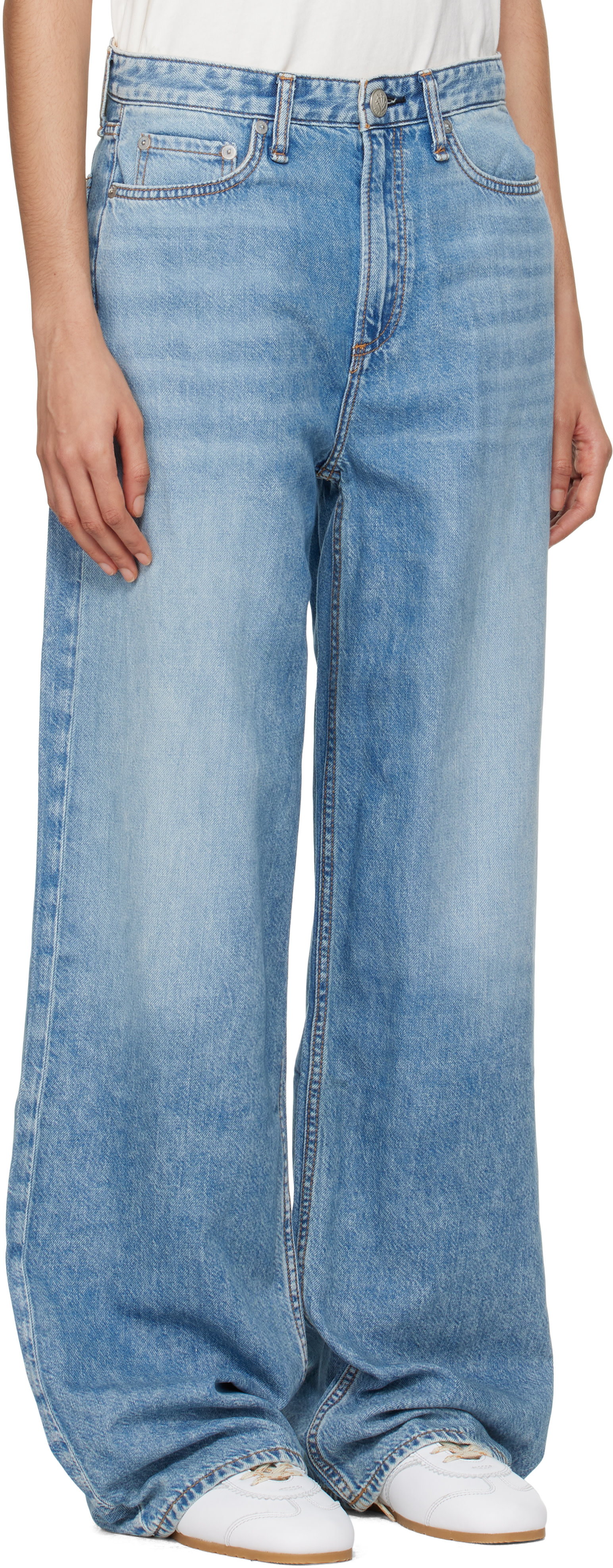 rag & bone - Jean ample Logan bleu à taille mi-haute