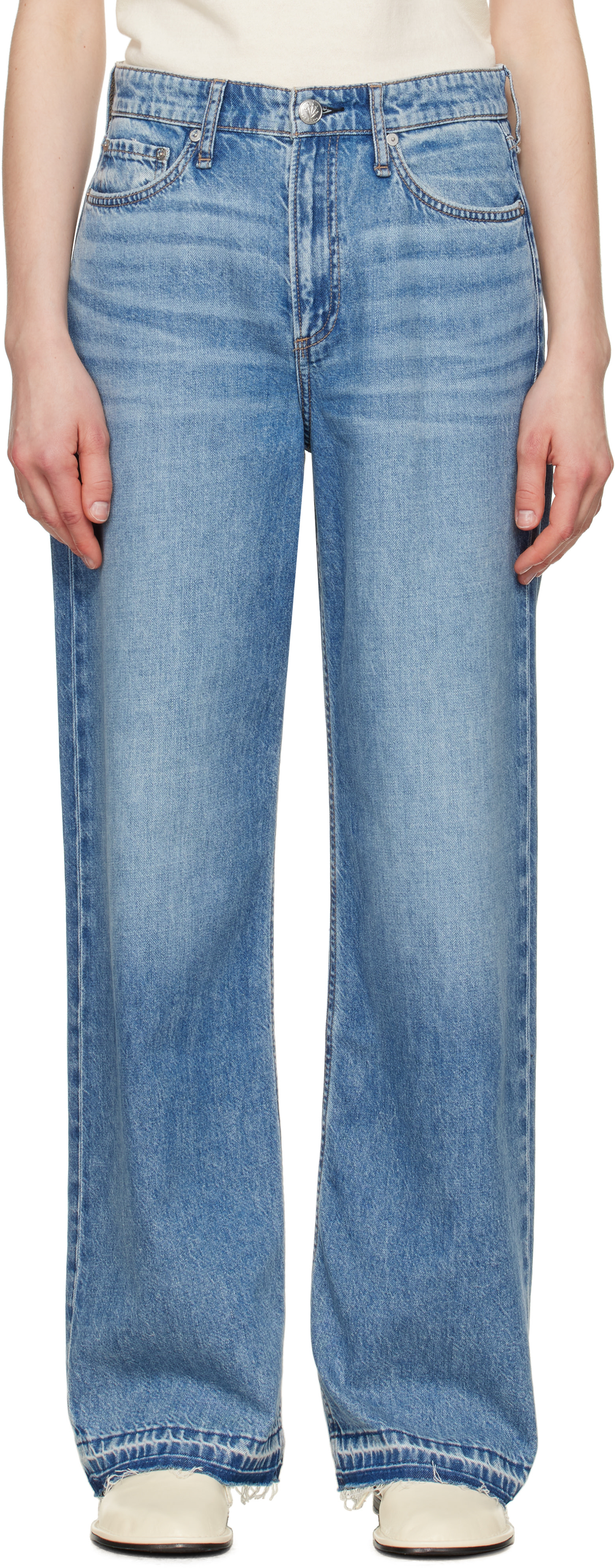rag & bone - Jean ample Logan bleu en denim ultraléger