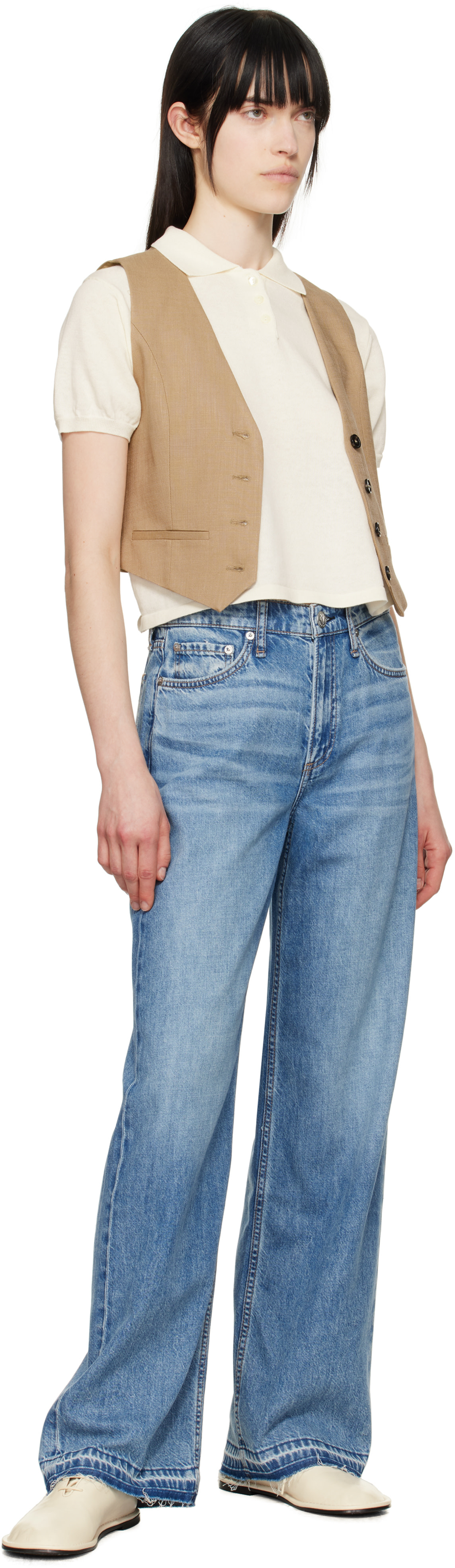 rag & bone - Jean ample Logan bleu en denim ultraléger
