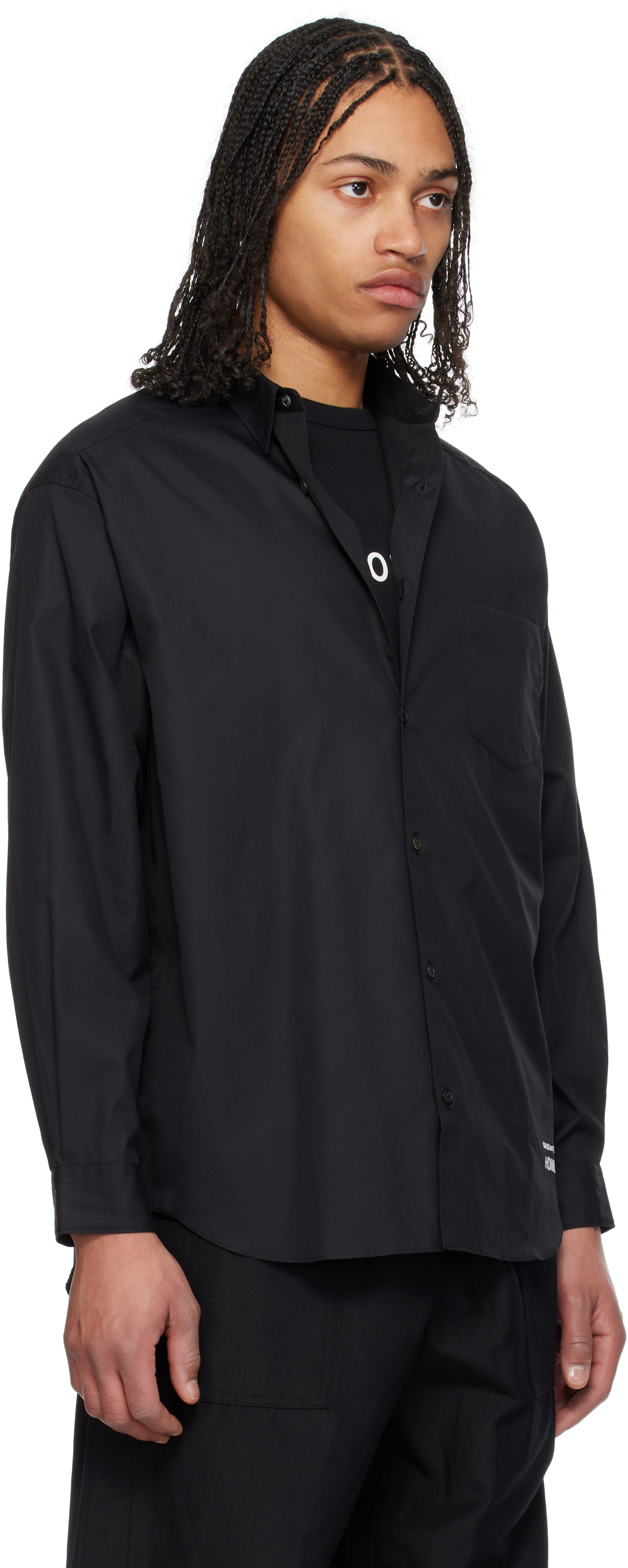 Comme des Garçons Homme: Black Cotton Broad Shirt | SSENSE Comme des Garçons Homme: Black Cotton Broad Shirt | SSENSE