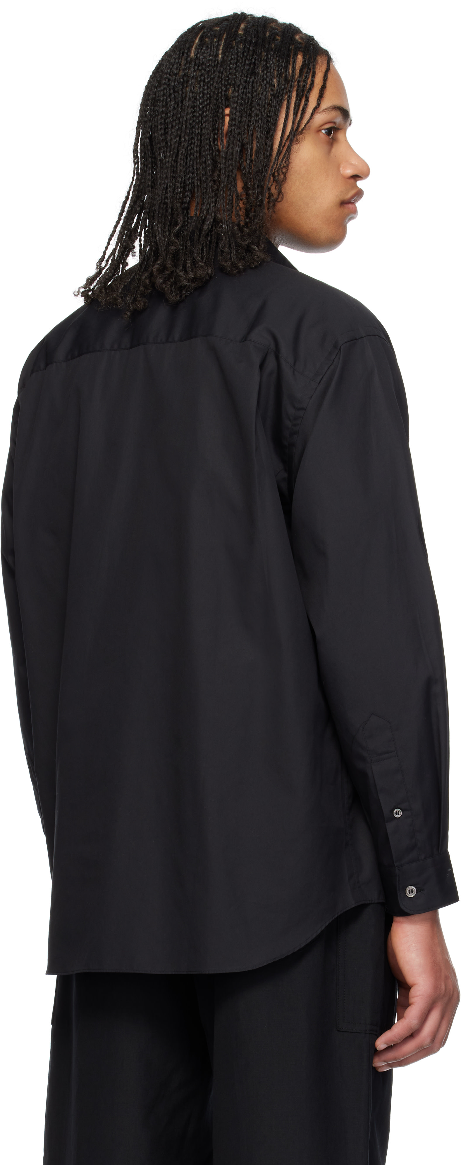 トップス comme des garcons homme Comme des Garçons Homme: Black Cotton Broad Shirt | SSENSE