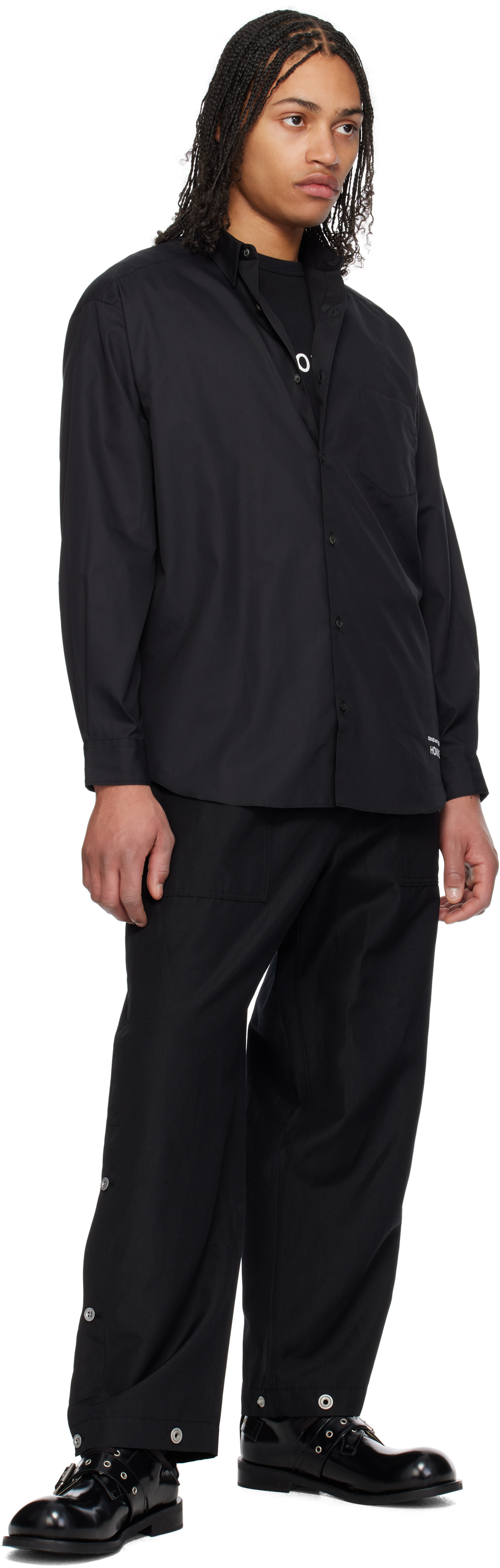 Comme des Garçons Homme: Black Cotton Broad Shirt | SSENSE