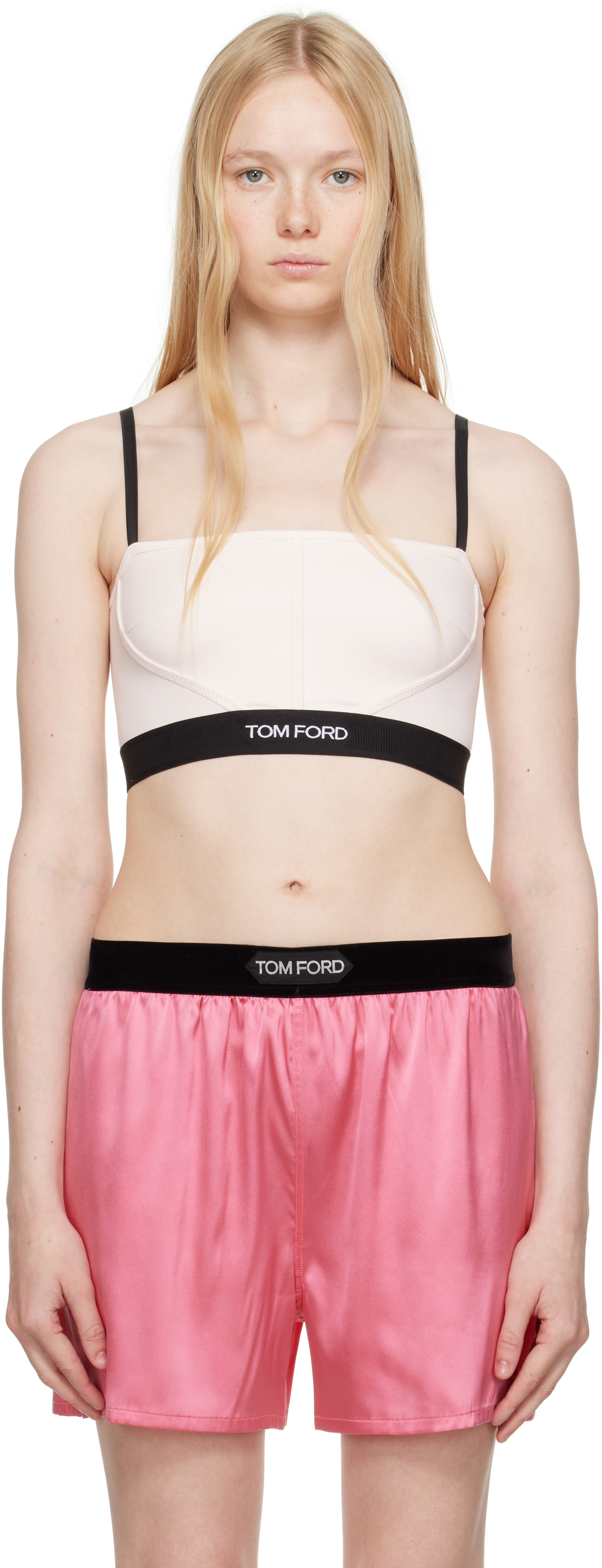 TOM FORD - Camisole rose en modal à logo