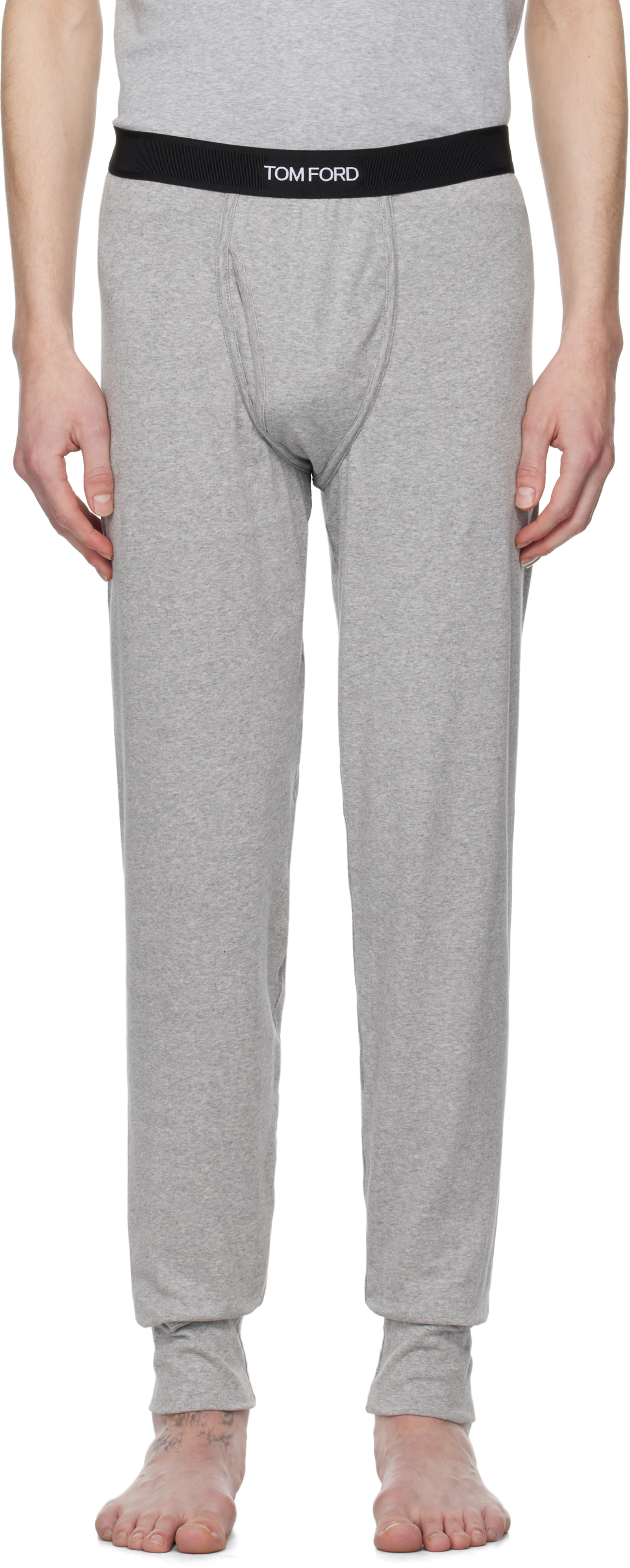 TOM FORD - Caleçon long gris en coton