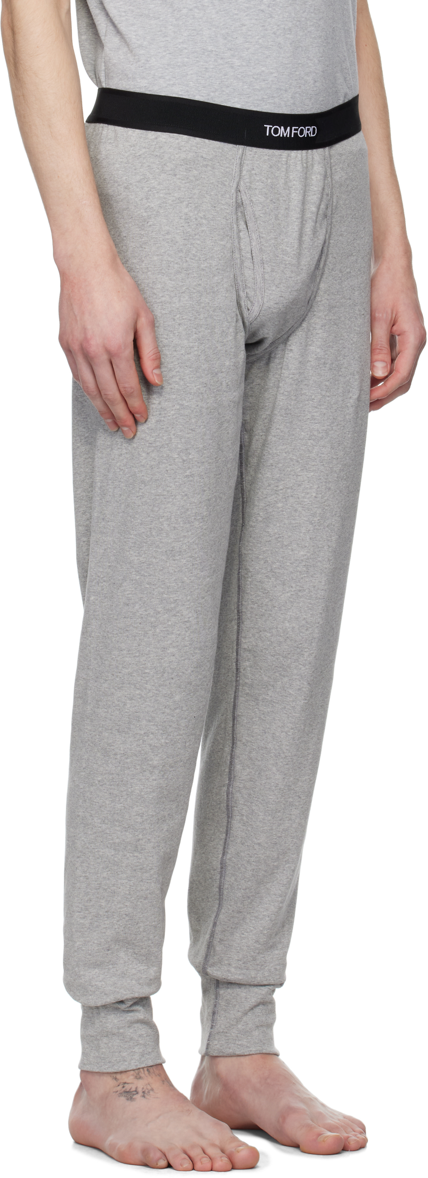 TOM FORD - Caleçon long gris en coton