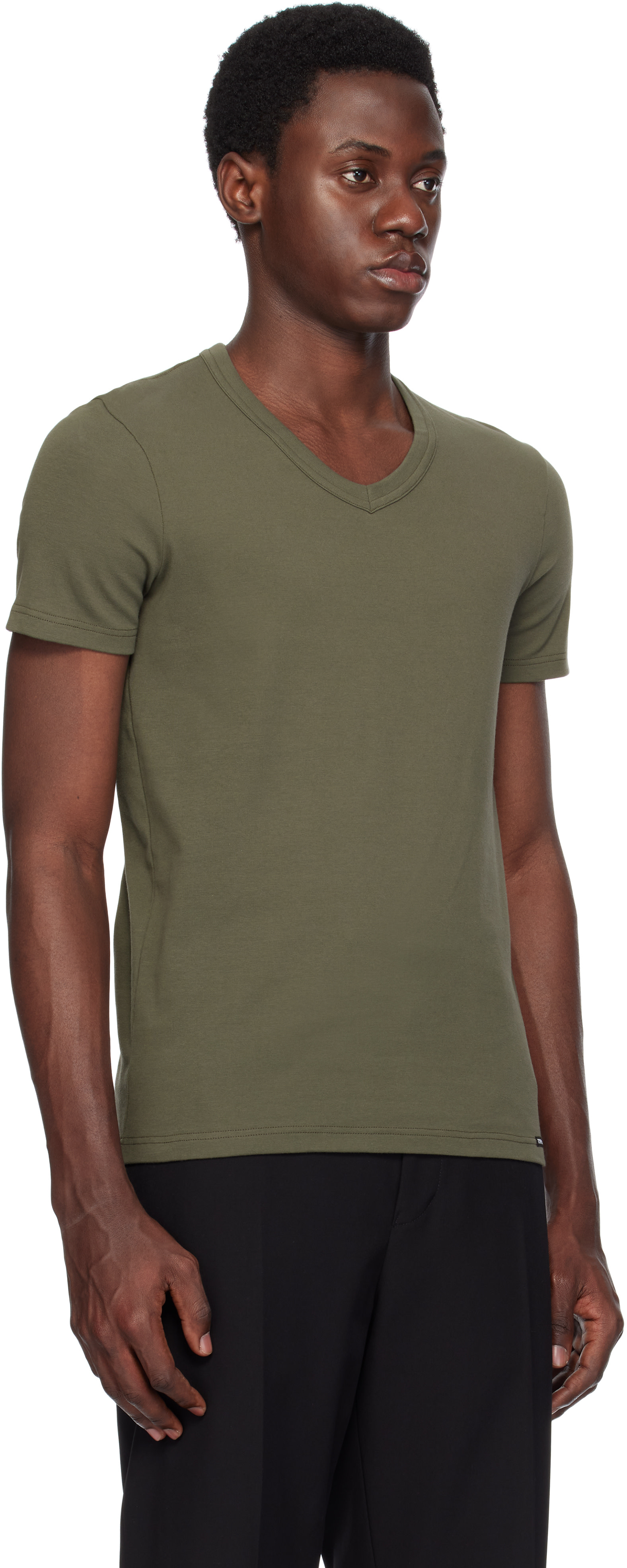 TOM FORD: Khaki Cotton Stretch Jersey T-shirt | SSENSE