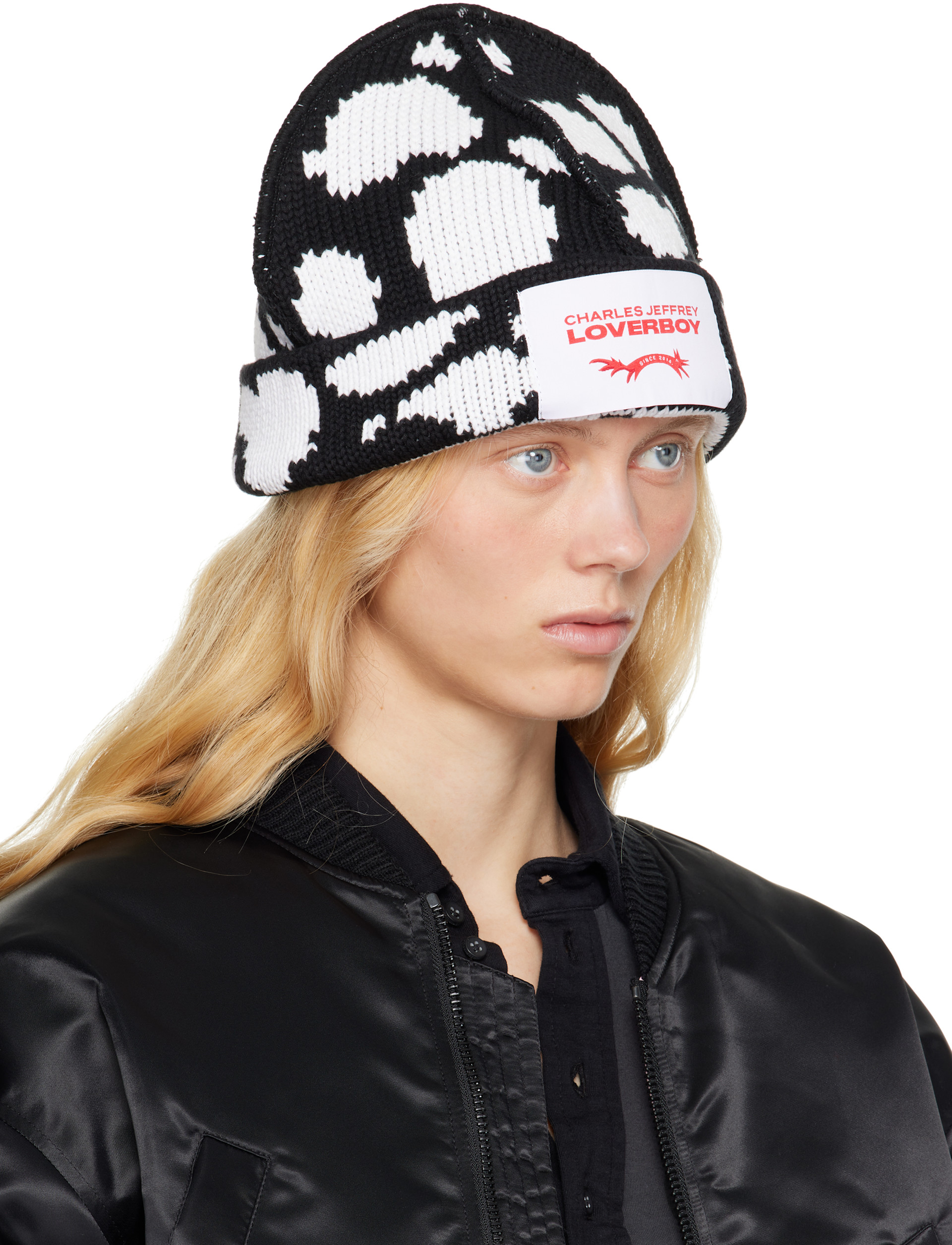 Charles Jeffrey LOVERBOY: Black & White Loverboy Beanie | SSENSE