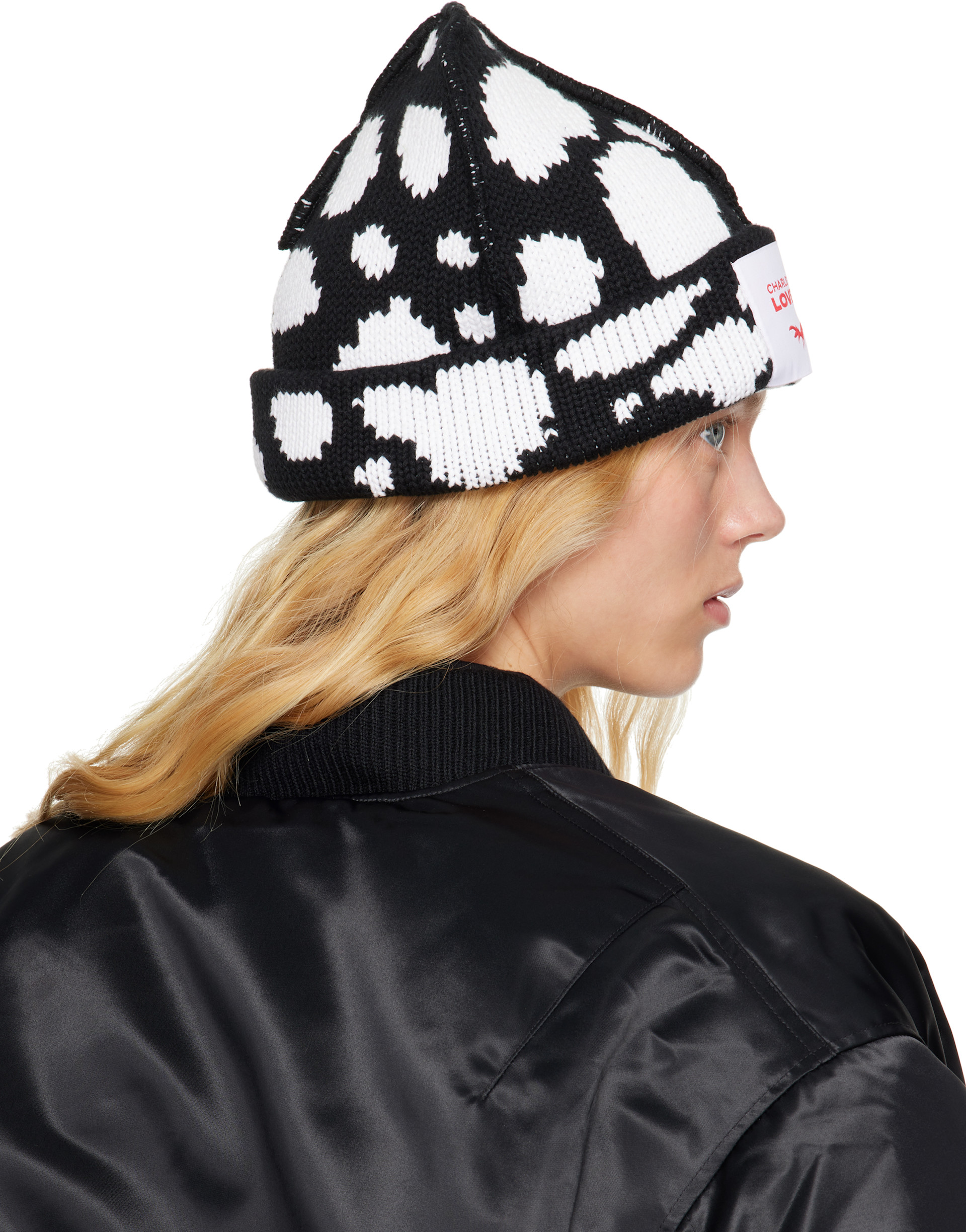 Charles Jeffrey LOVERBOY: Black & White Loverboy Beanie | SSENSE