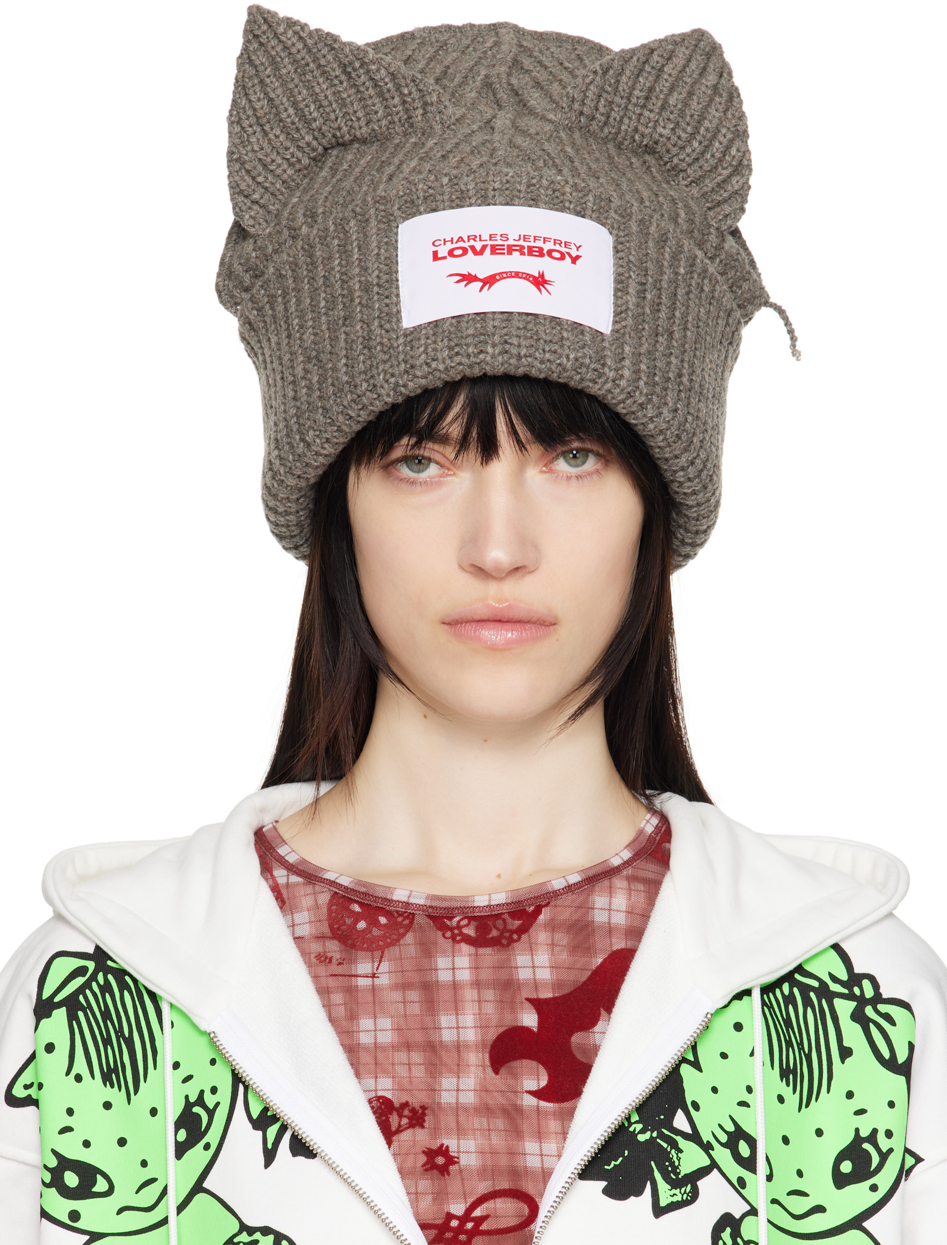 Charles Jeffrey LOVERBOY: グレー Supersized Chunky Ears ビーニー