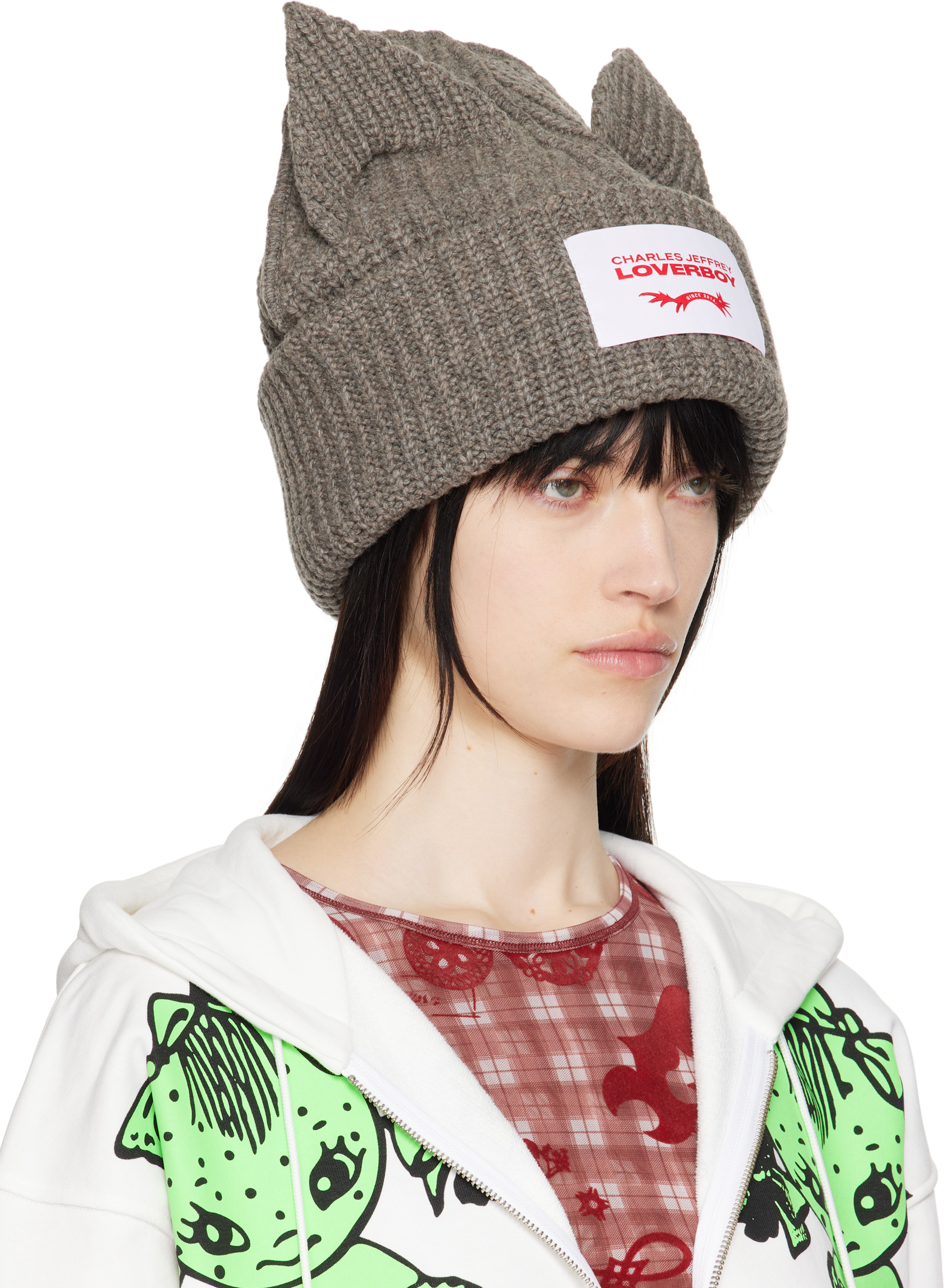 Charles Jeffrey LOVERBOY: グレー Supersized Chunky Ears ビーニー