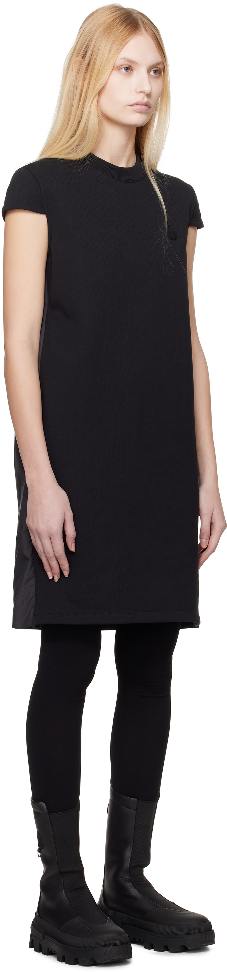 Moncler - Robe courte noire à plis plats