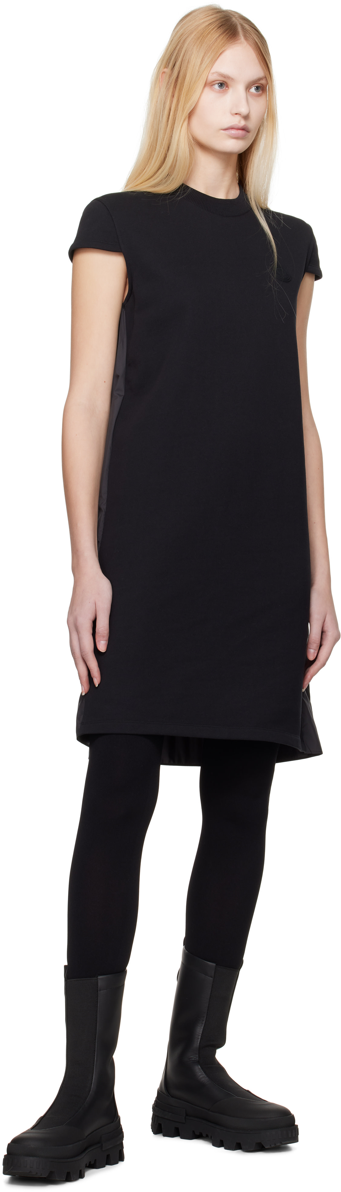 Moncler - Robe courte noire à plis plats