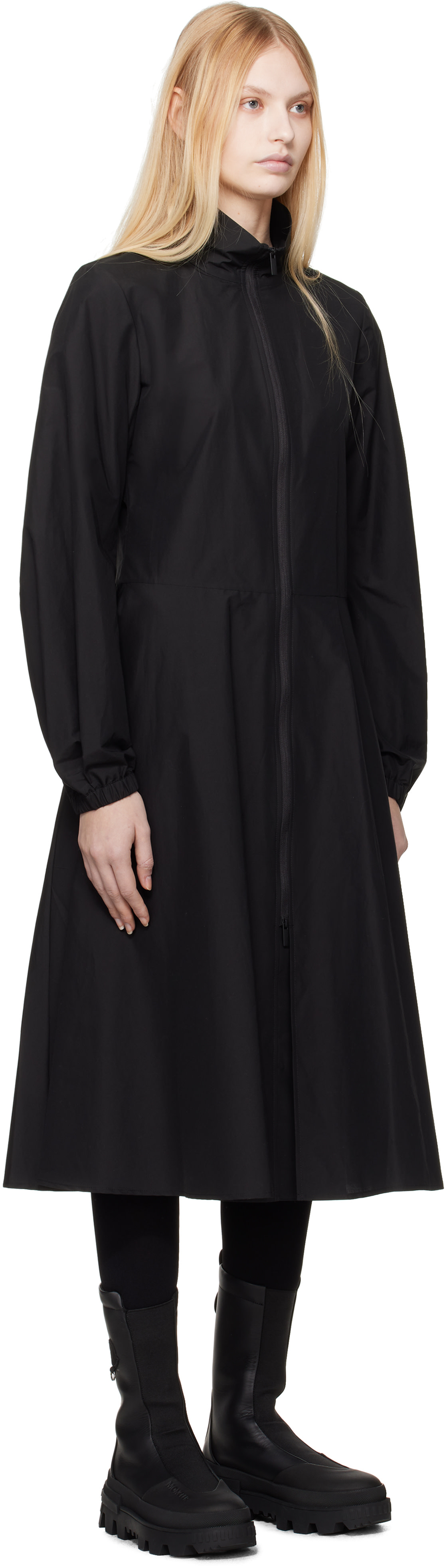Moncler - Robe midi noire à glissière