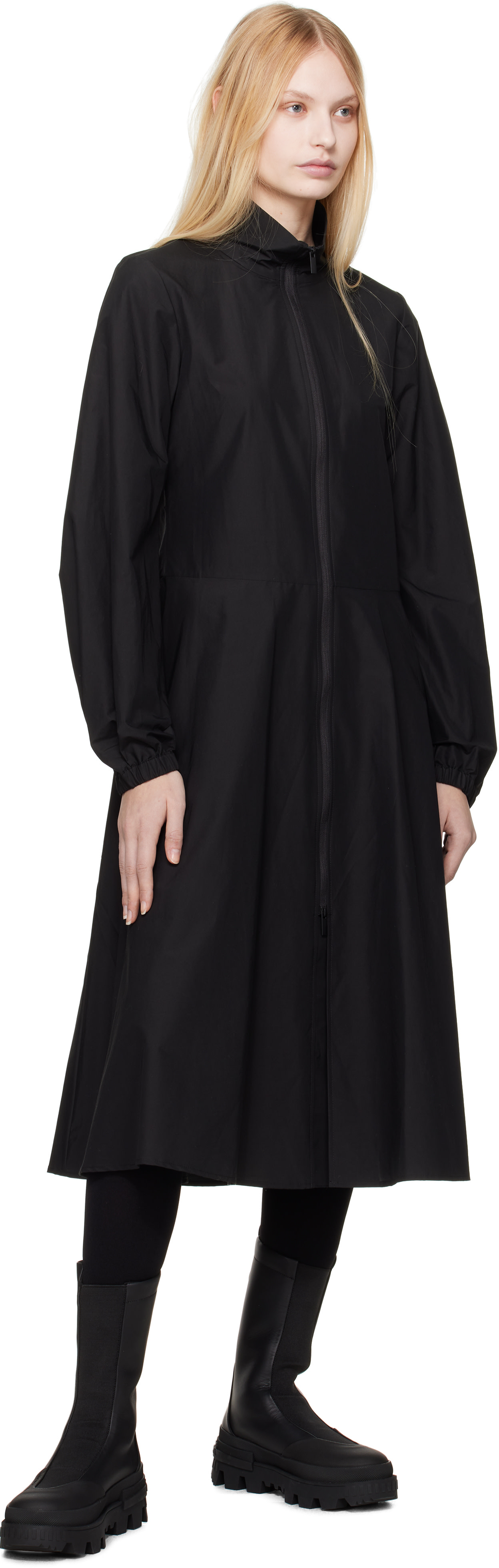 Moncler - Robe midi noire à glissière