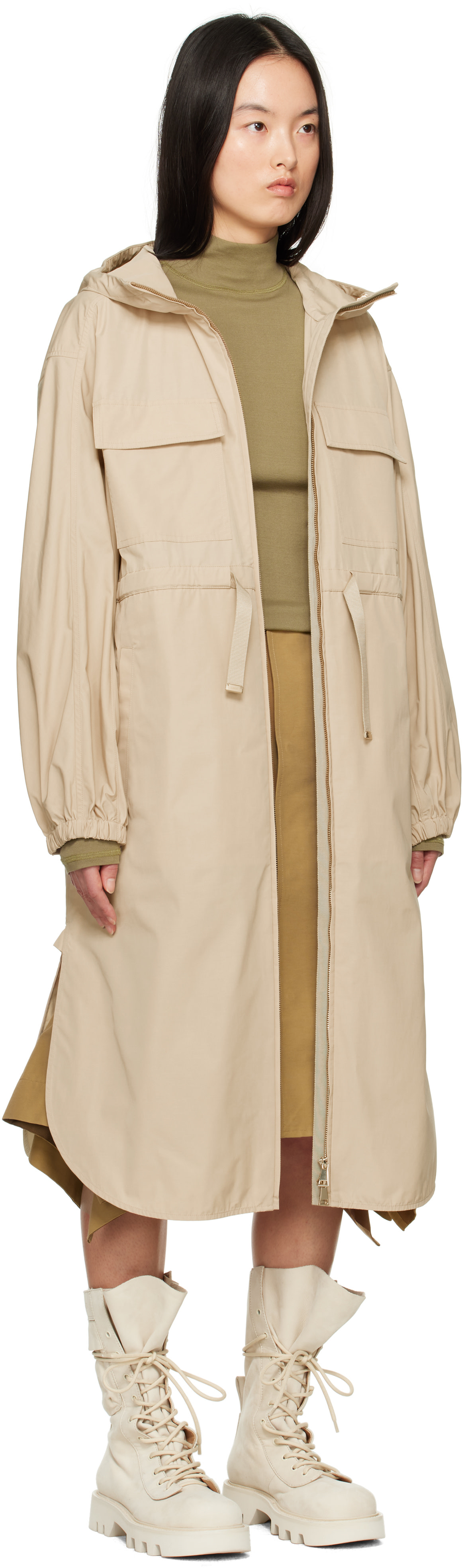 Moncler - Manteau long Peronne beige