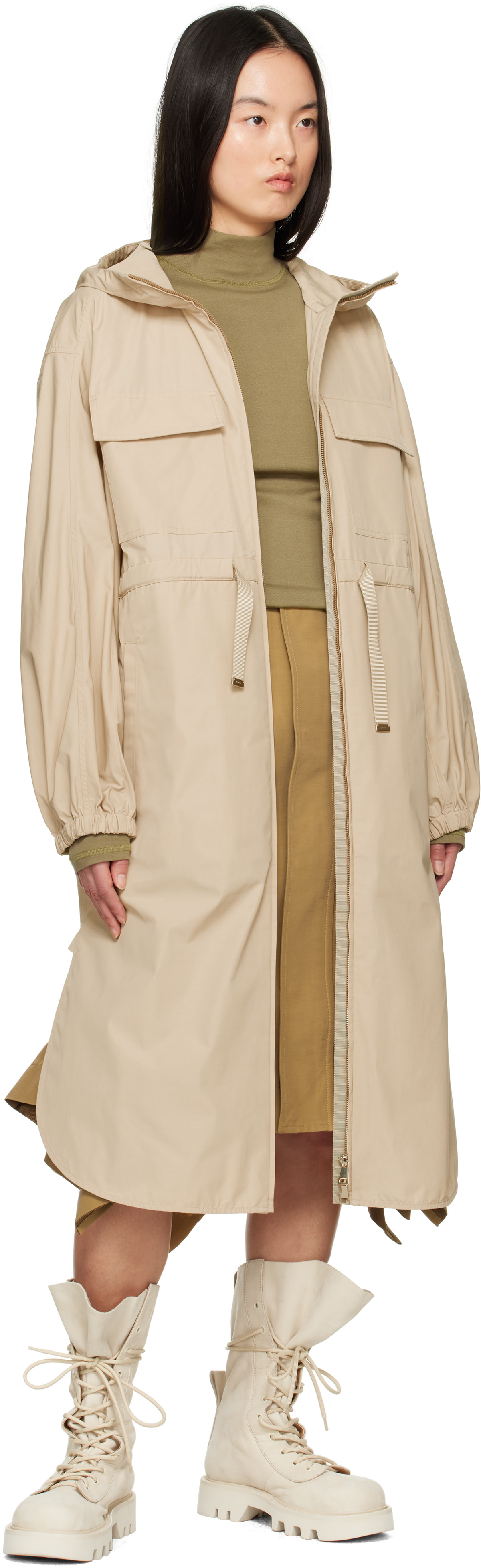 Moncler - Manteau long Peronne beige