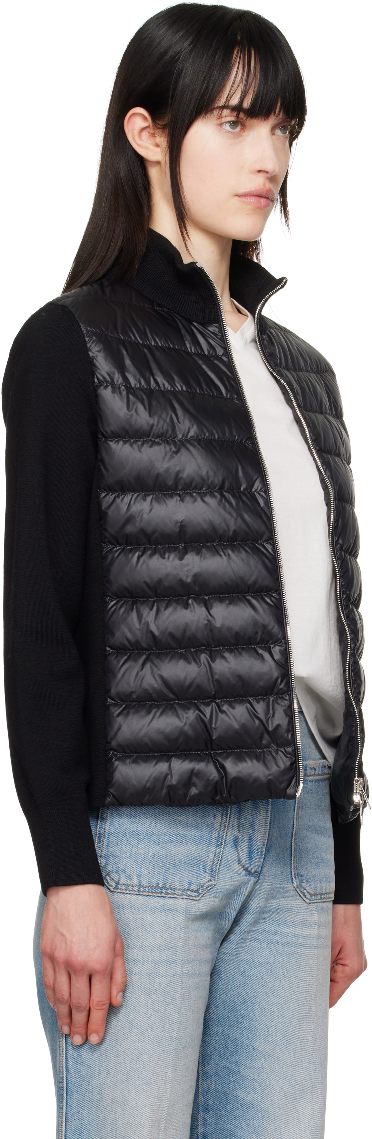 Moncler - ブラック パデッド ウール ジップアップ ダウンジャケット