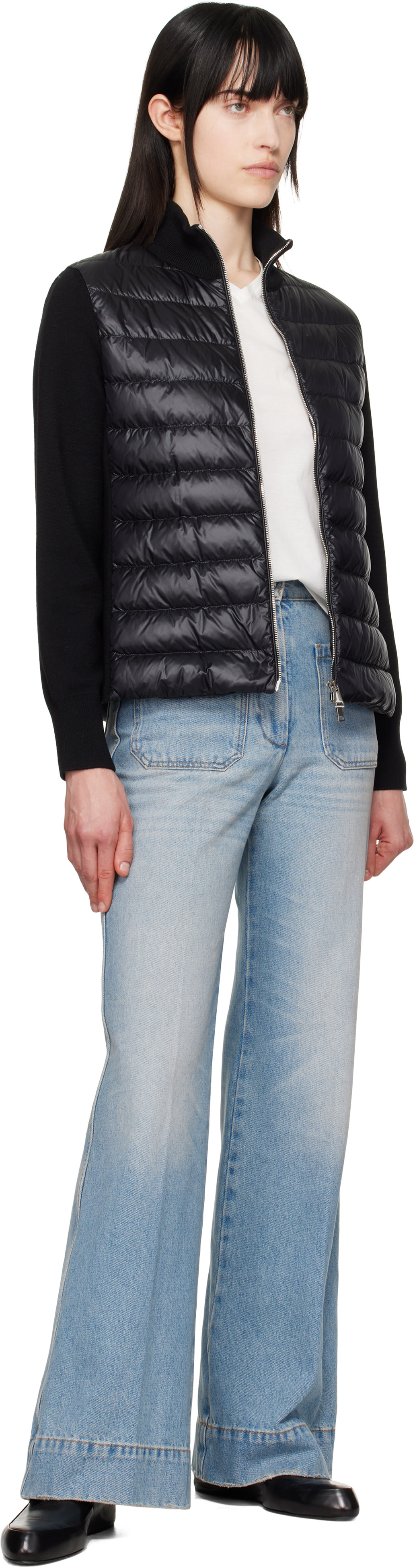 Moncler - ブラック パデッド ウール ジップアップ ダウンジャケット