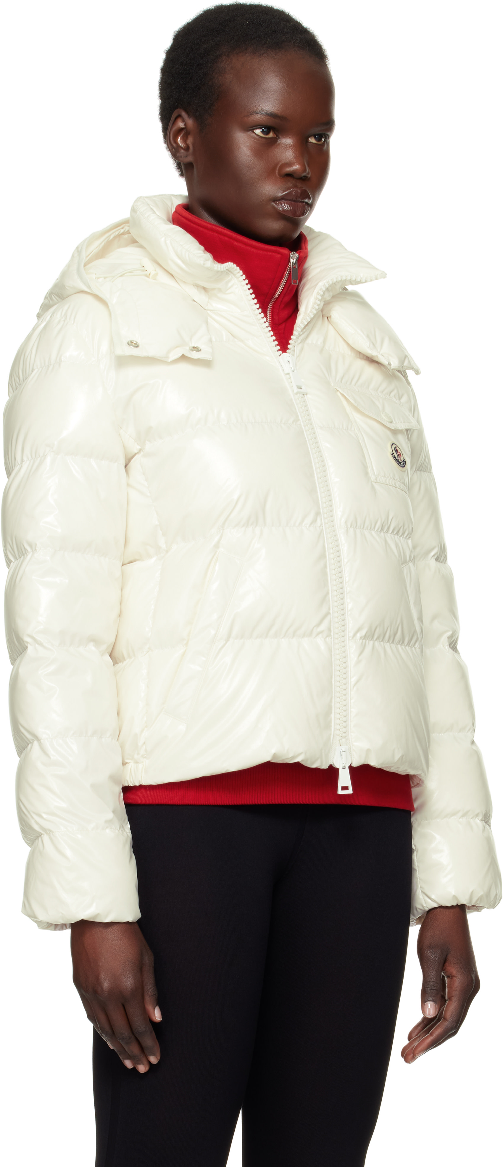 Moncler: White Andro Hooded Short Down Jacket | SSENSE