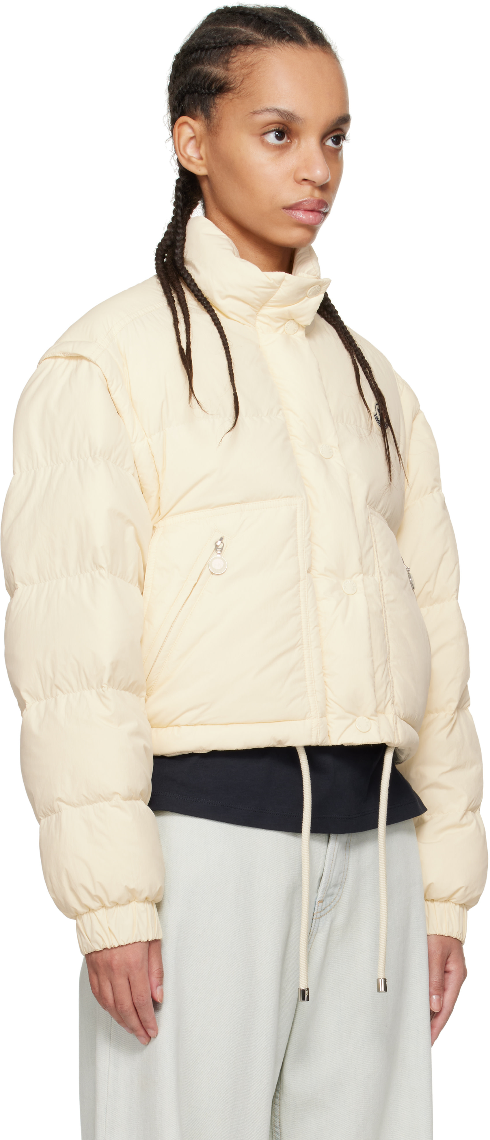 Moncler: Off-White Selle 2-in-1 Short Down Jacket | SSENSE