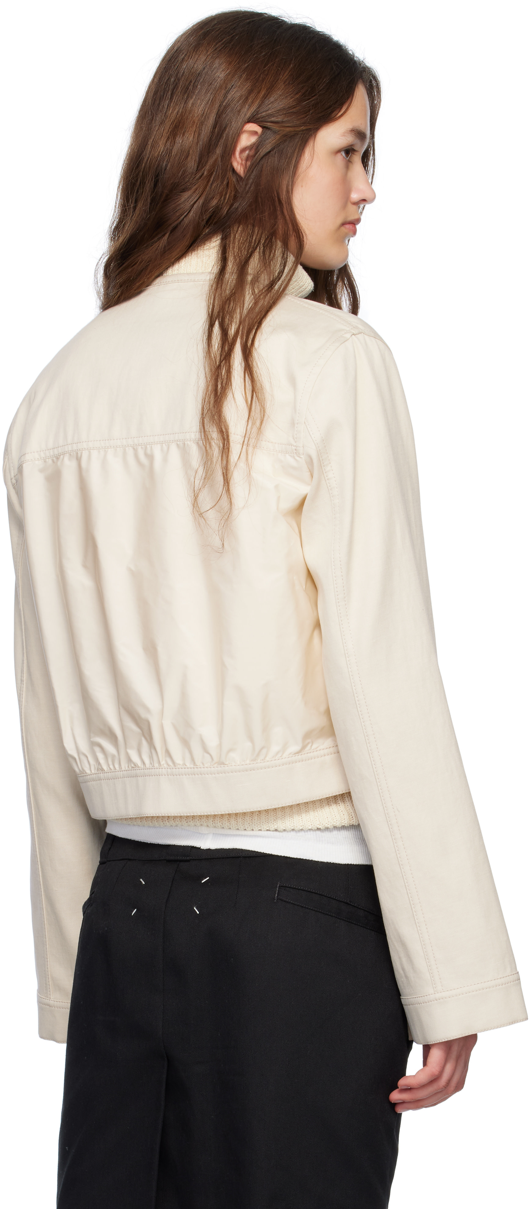 Moncler - Blouson Chatel blanc cassé en denim