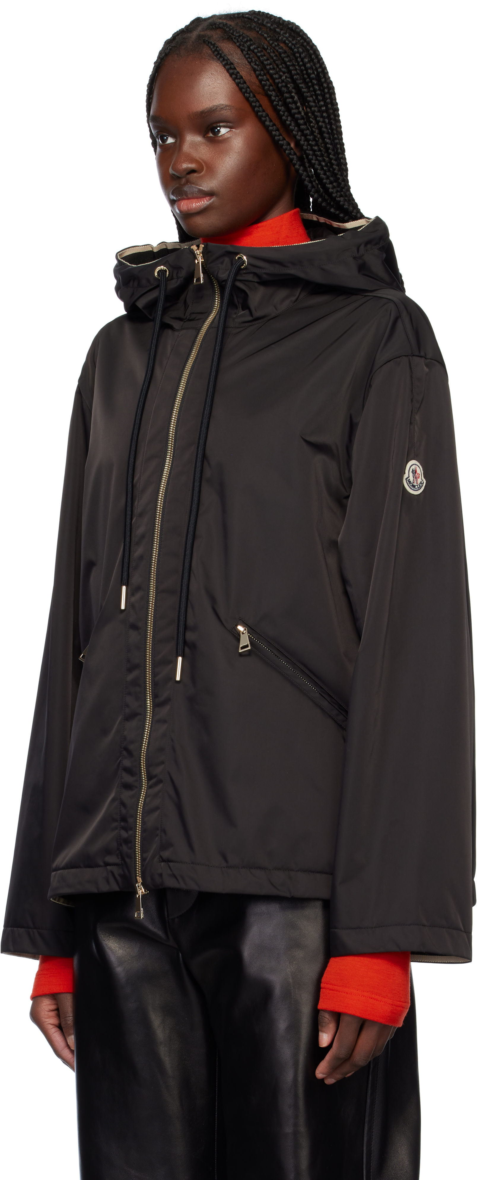 Moncler: Black Cassiopea Hooded Jacket | SSENSE
