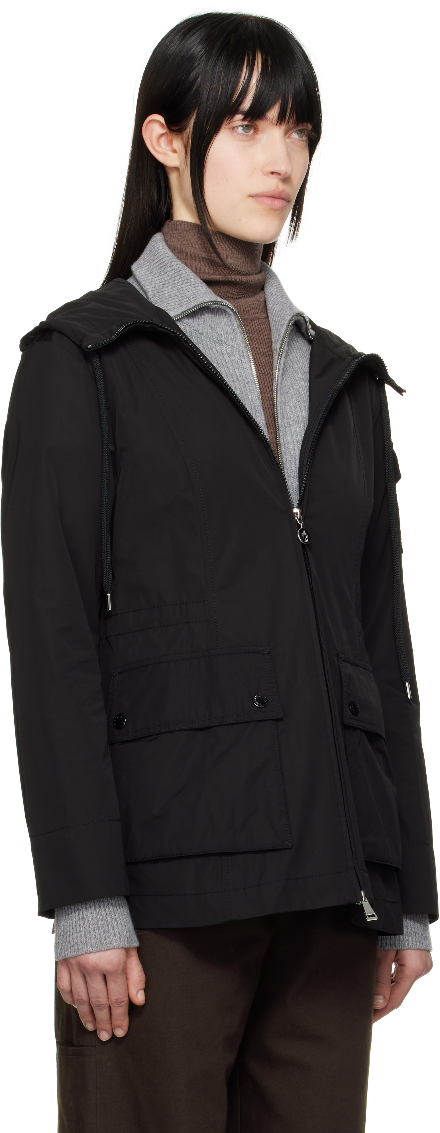 Moncler: Black Leandro Hooded Jacket | SSENSE