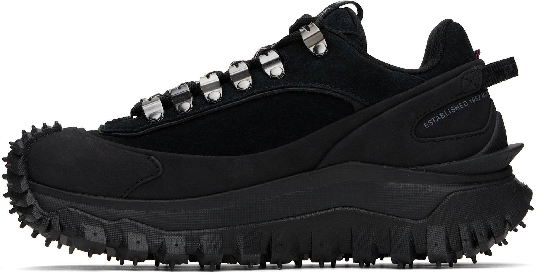 Moncler: Black Trailgrip Apex Leather & Suede Sneakers | SSENSE
