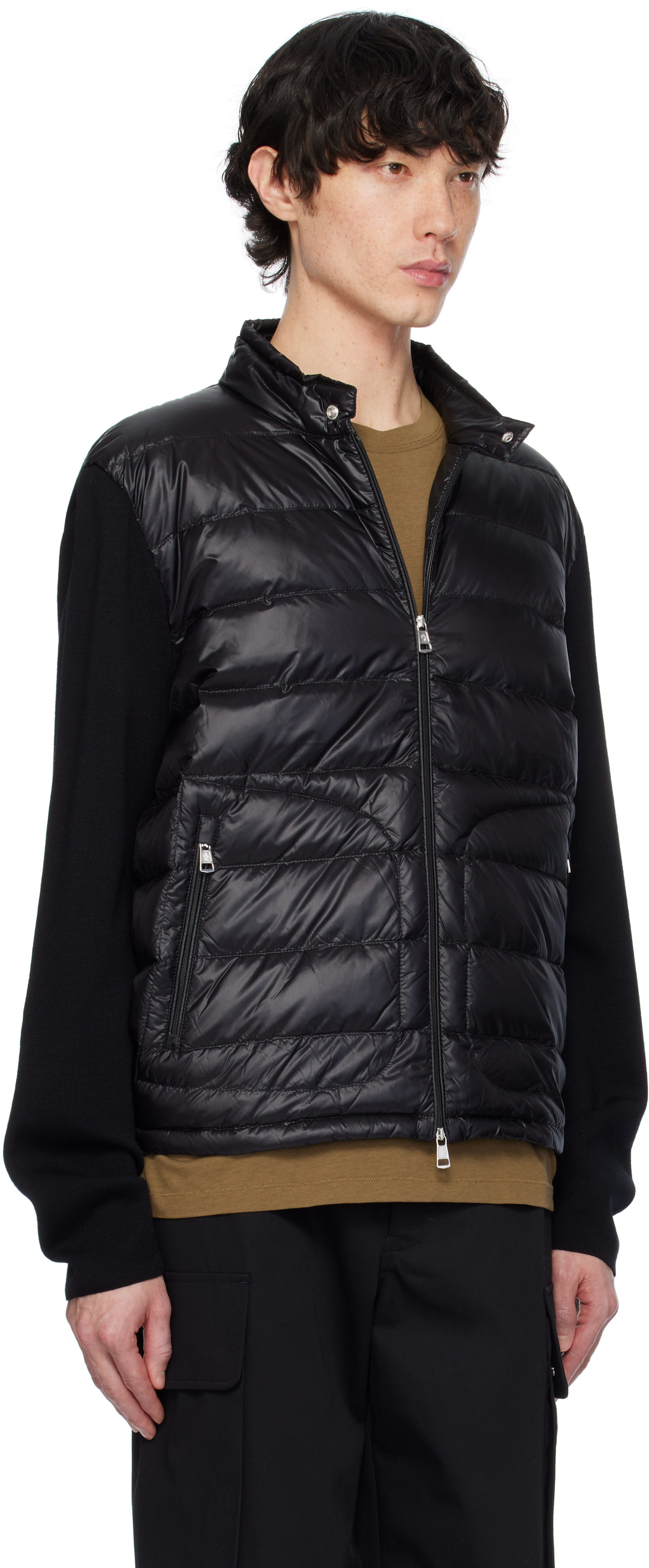 Moncler - ブラック パデッド ウール ジップアップ ダウンジャケット