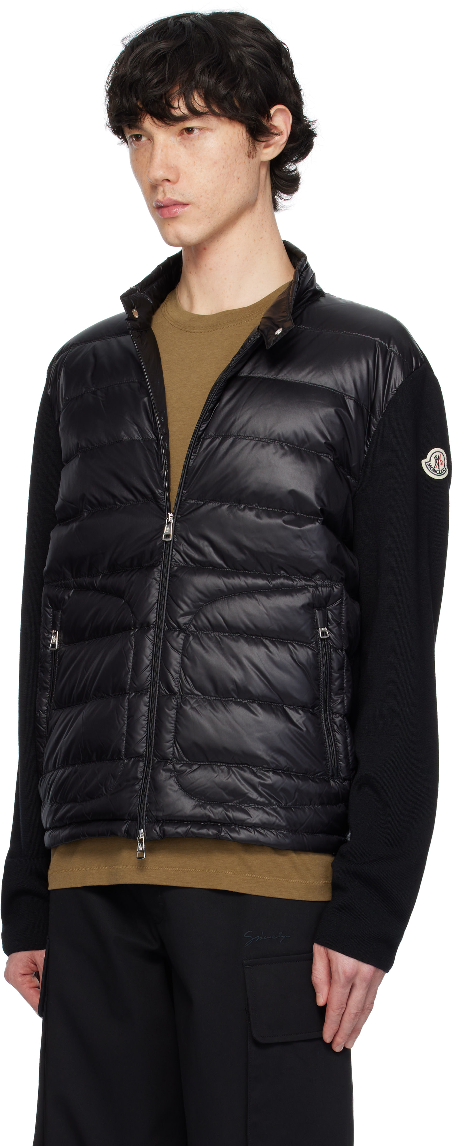 Moncler - ブラック パデッド ウール ジップアップ ダウンジャケット