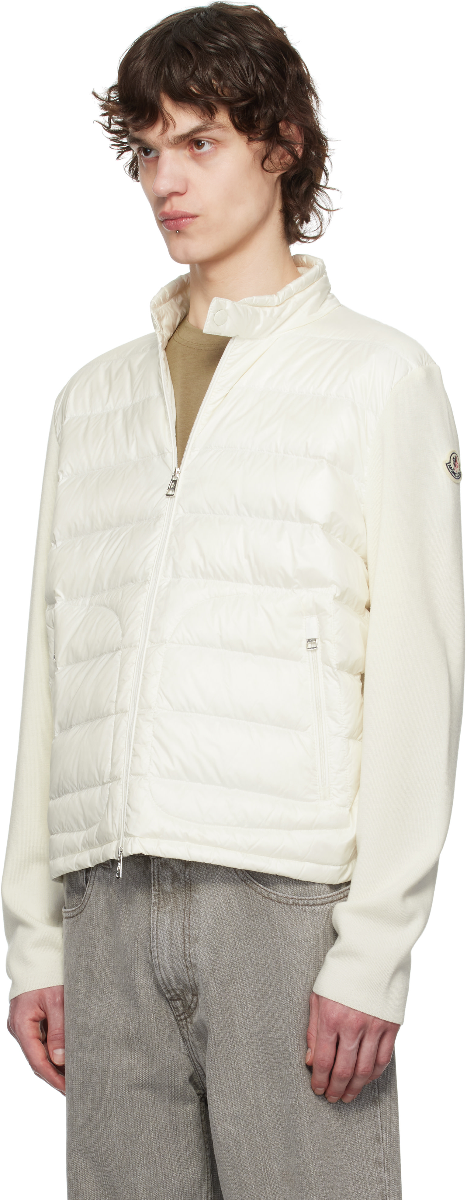 Moncler - 화이트 울 집업 패딩 다운 재킷