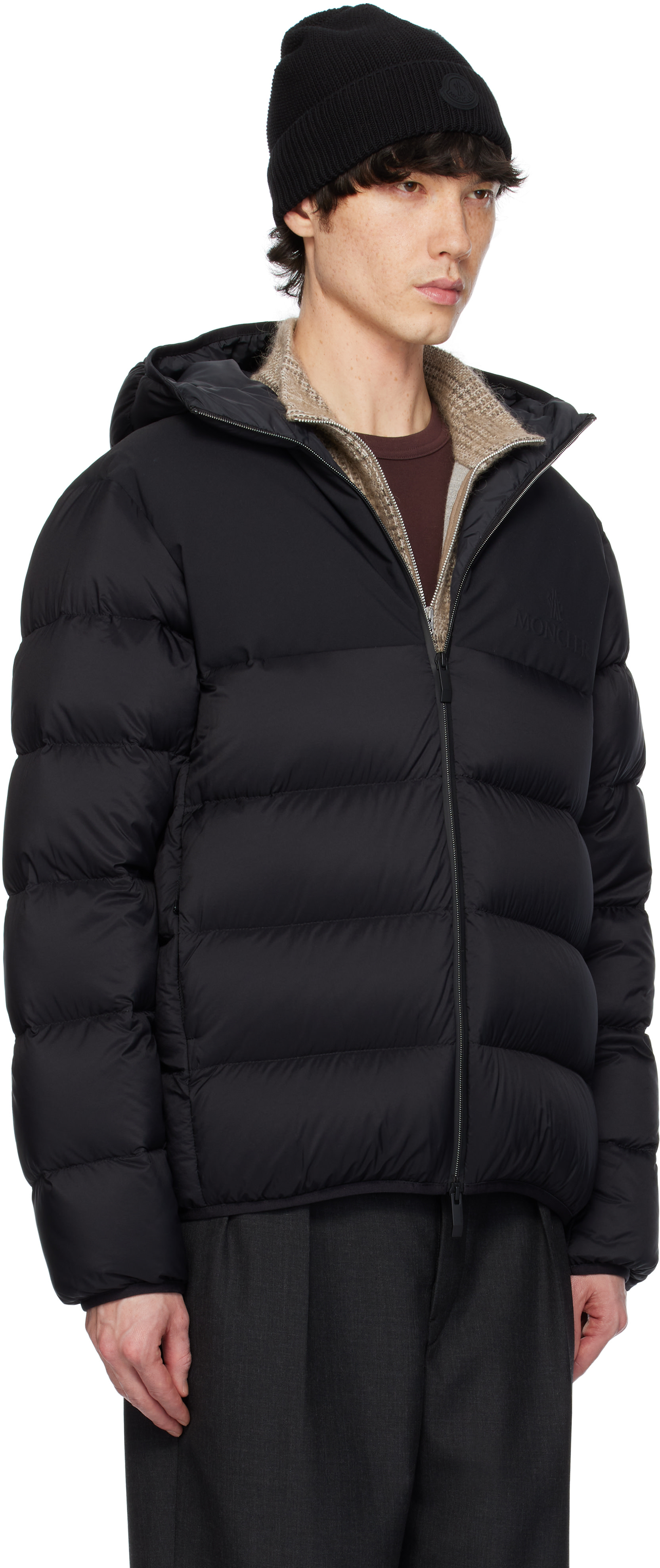 Moncler: Black Veumont Hooded Short Down Jacket | SSENSE