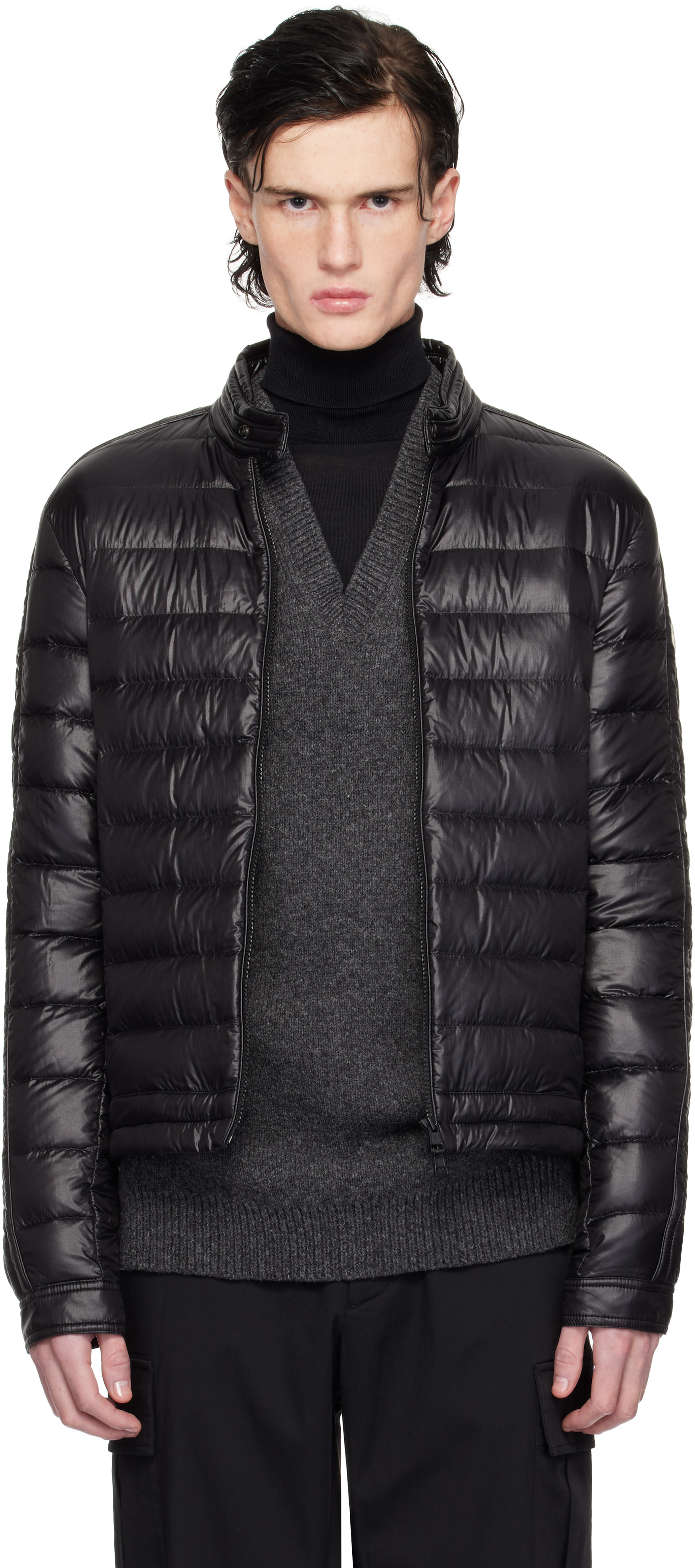 Moncler - 블랙 야코부스 바이커 다운 재킷