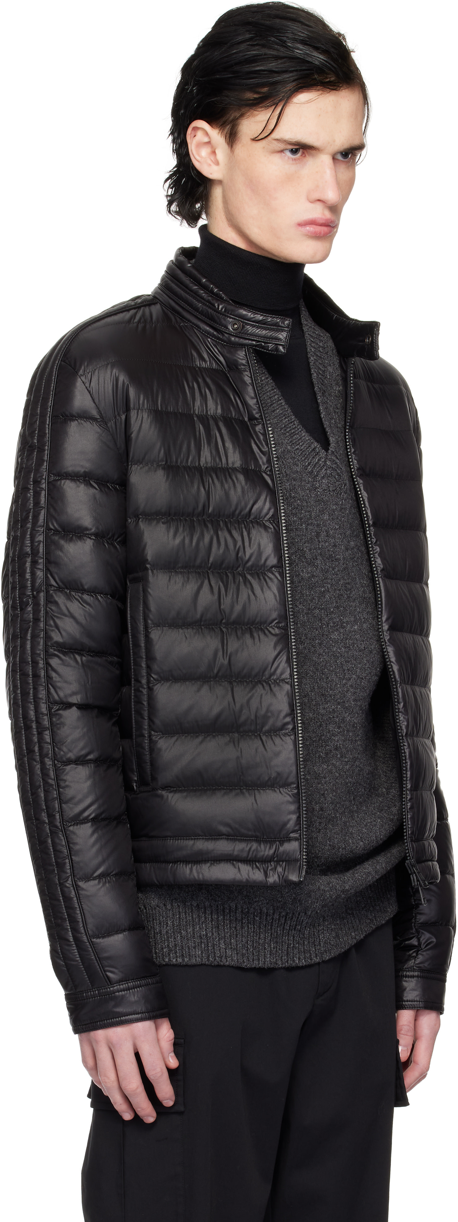 Moncler - 블랙 야코부스 바이커 다운 재킷