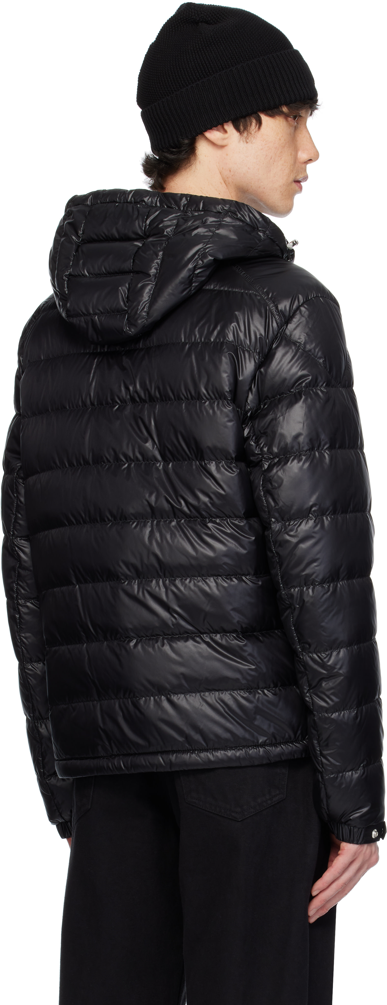 Moncler - 블랙 글리에르 쇼트 후드 다운 재킷