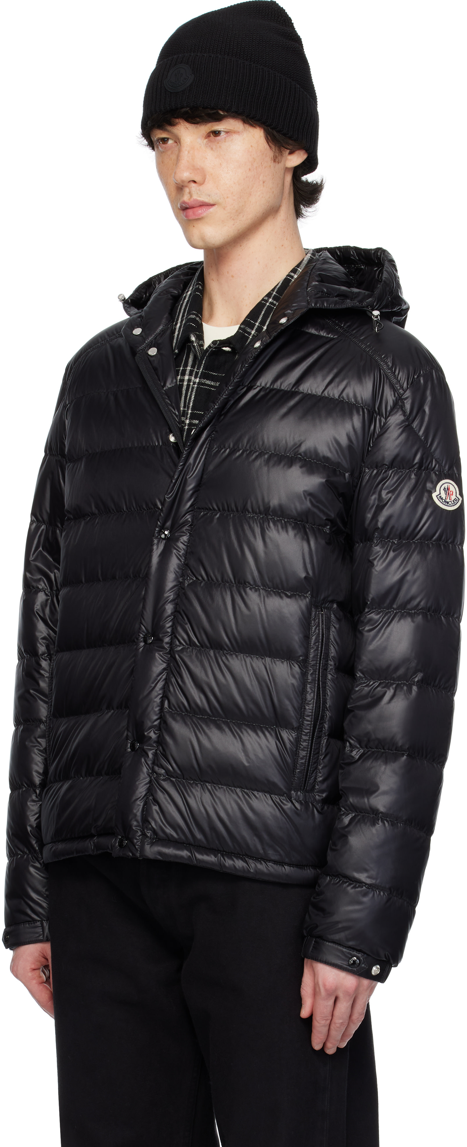 Moncler - 블랙 글리에르 쇼트 후드 다운 재킷