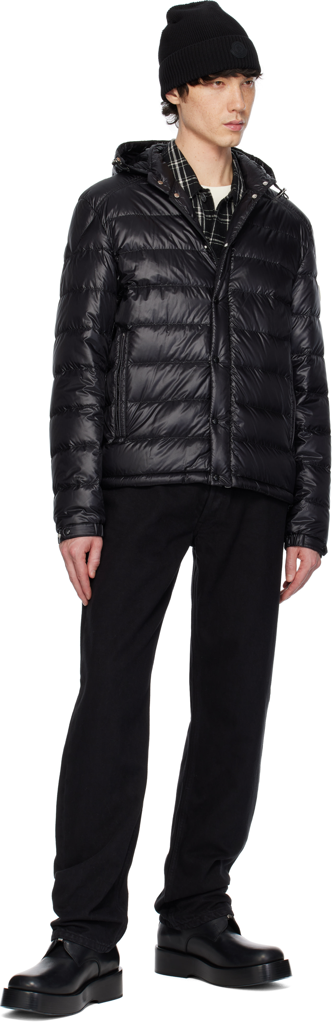 Moncler - 블랙 글리에르 쇼트 후드 다운 재킷