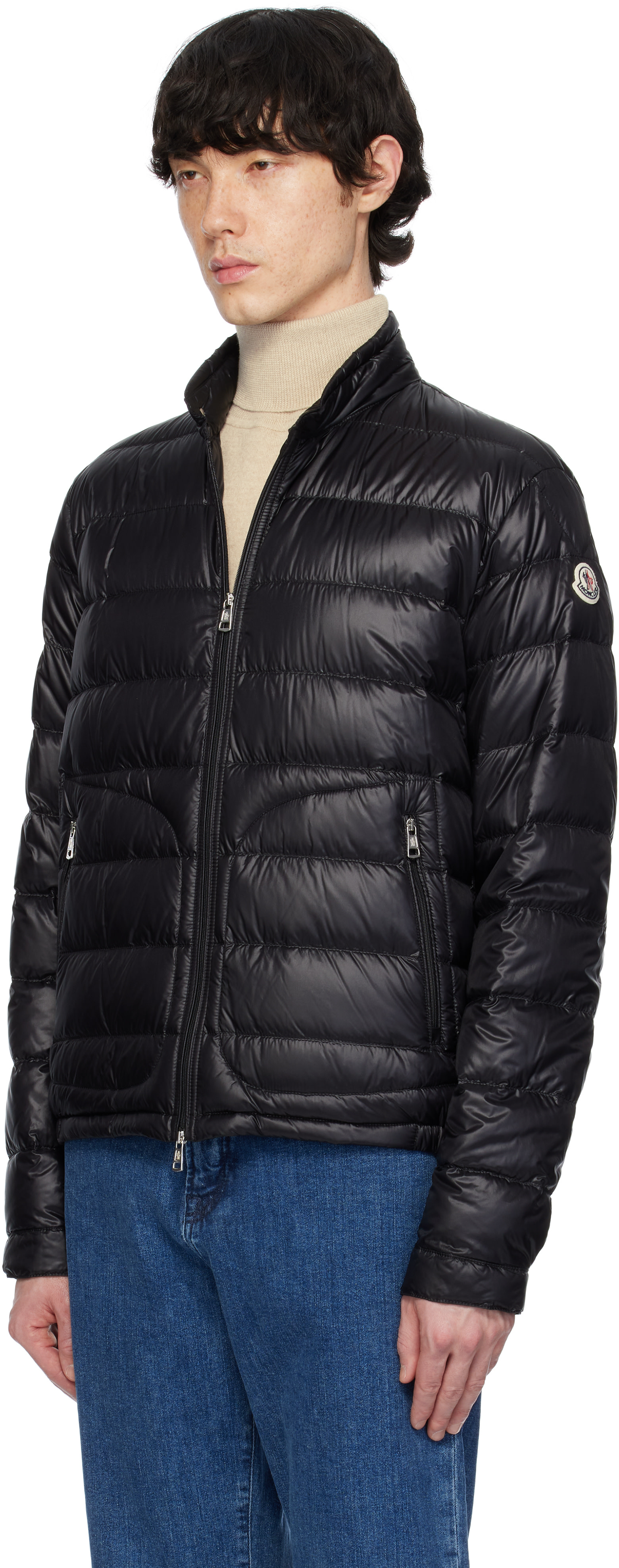 Moncler: Black Acorus Short Down Jacket | SSENSE