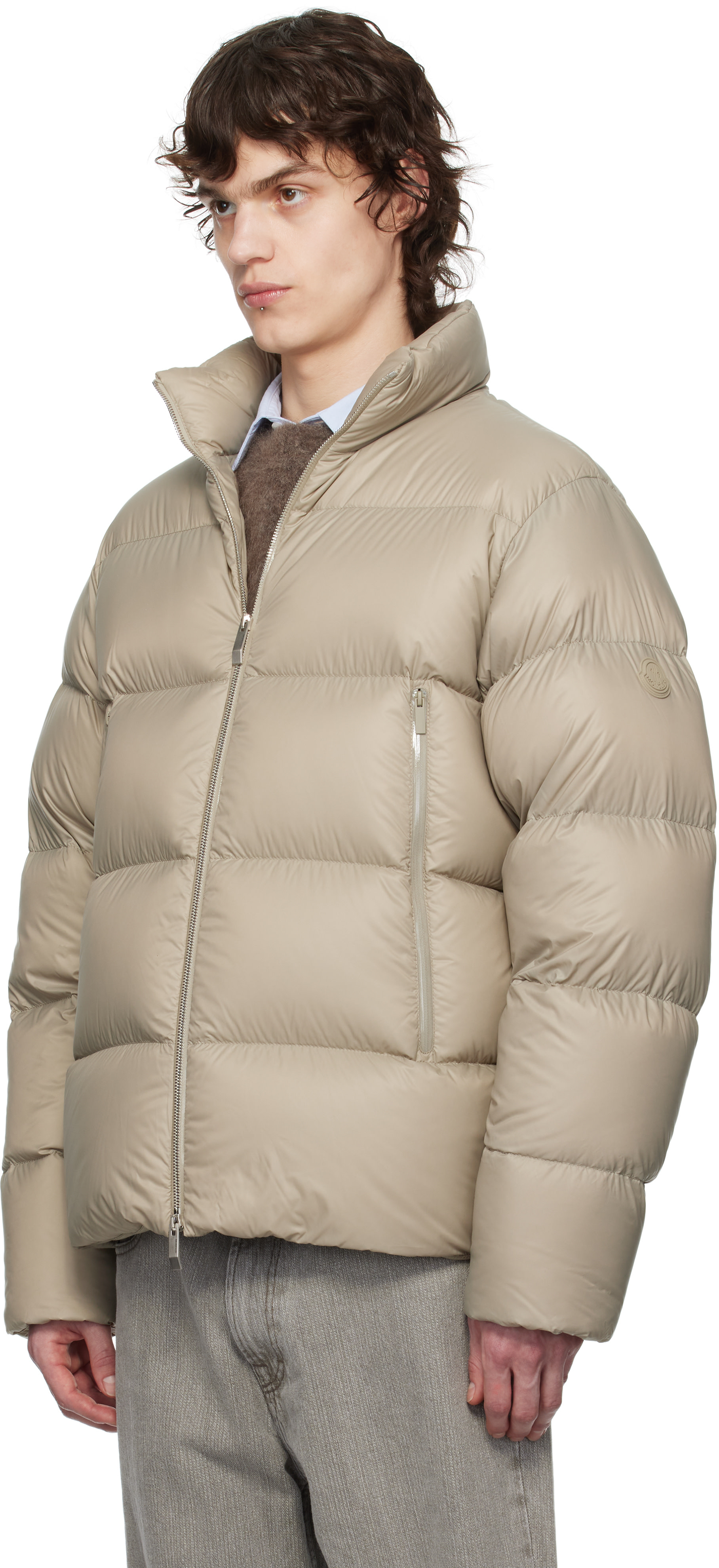 Moncler: Beige Tarn Down Jacket | SSENSE