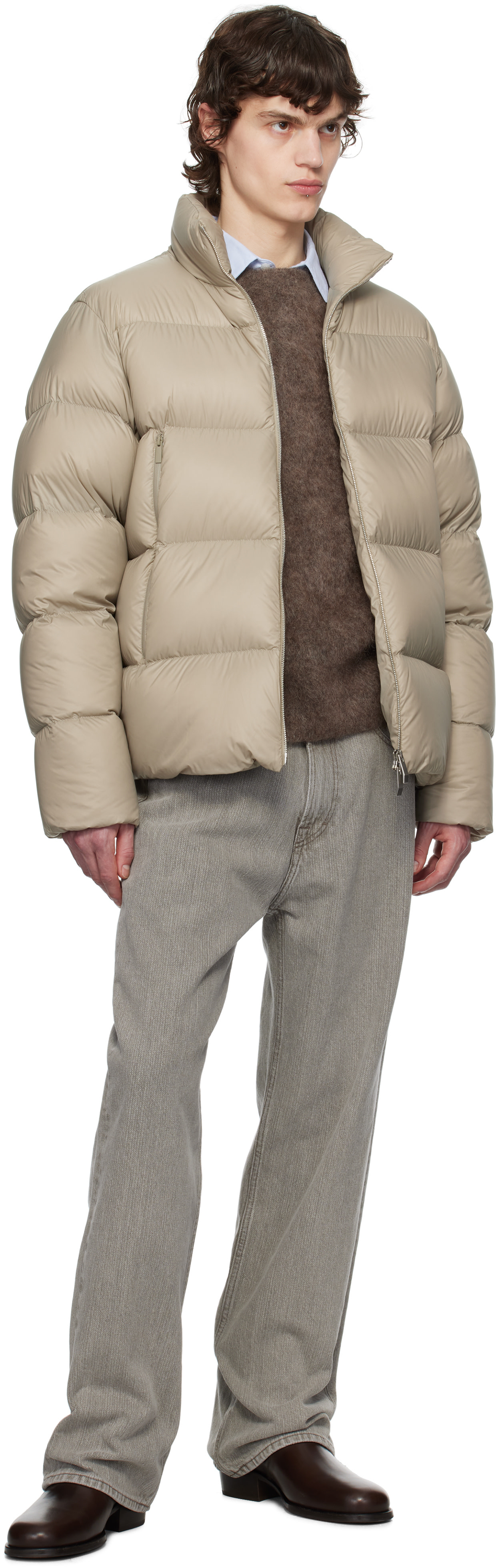 Moncler: Beige Tarn Down Jacket | SSENSE