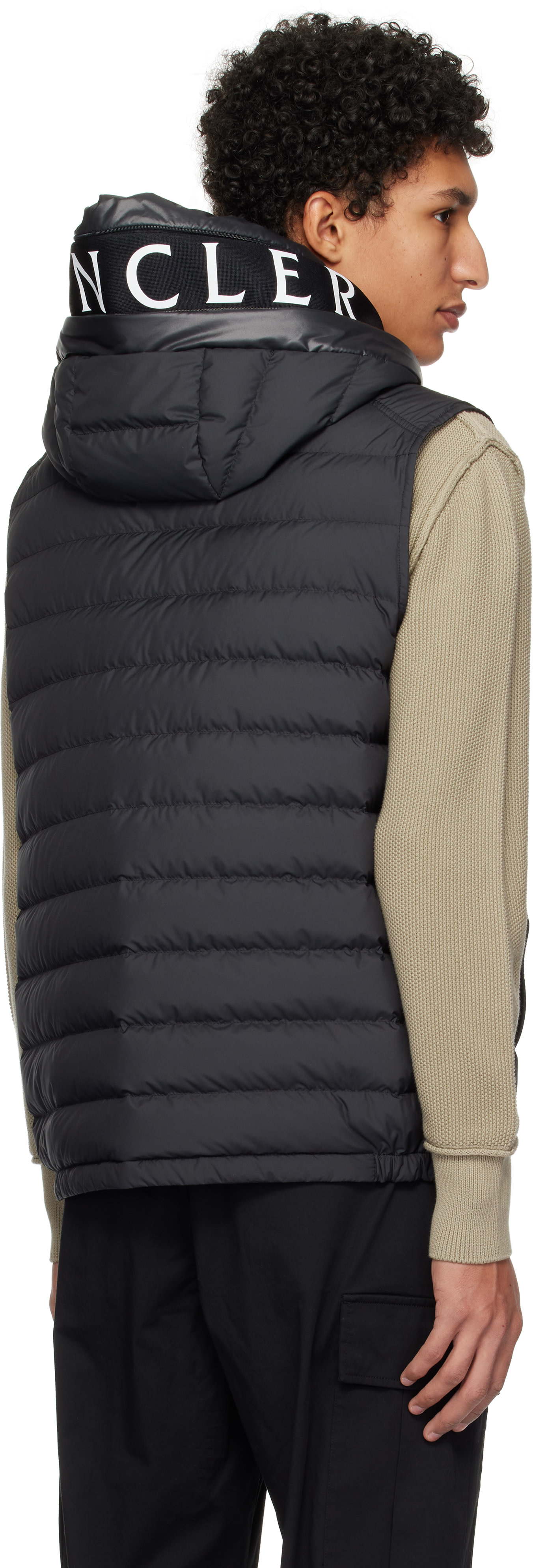 Moncler - 블랙 부르제 후드 다운 베스트