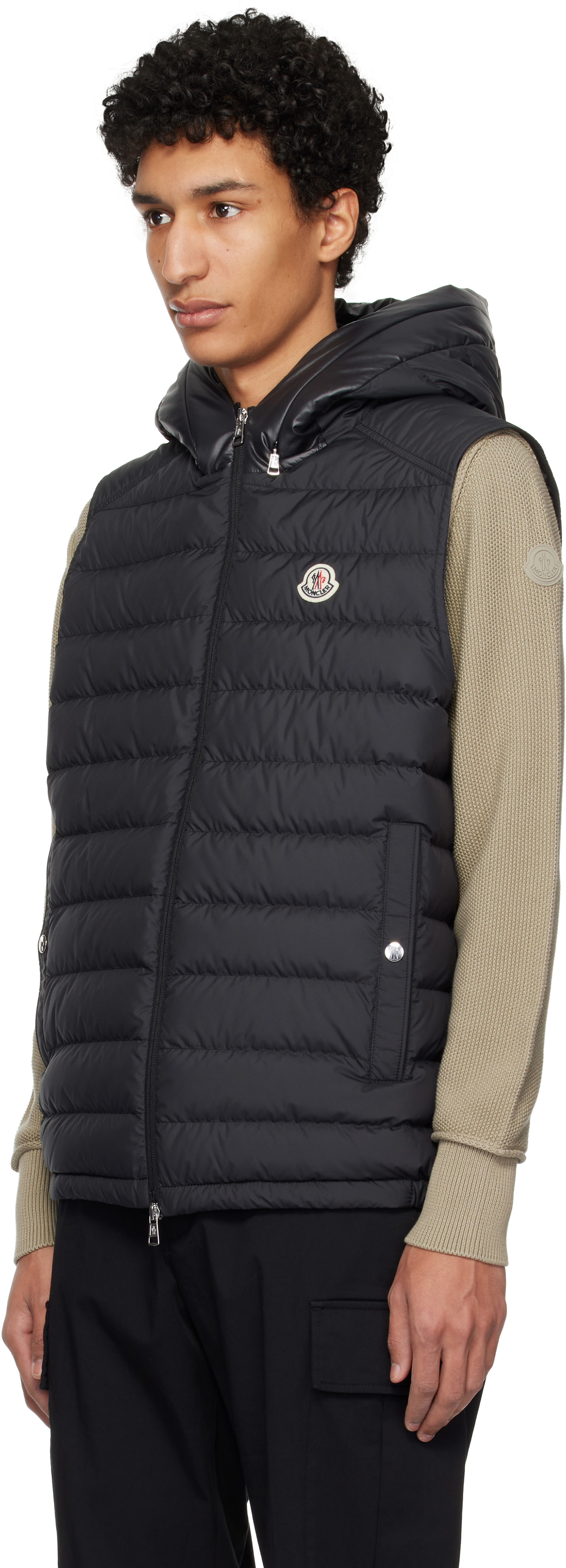 Moncler - 블랙 부르제 후드 다운 베스트